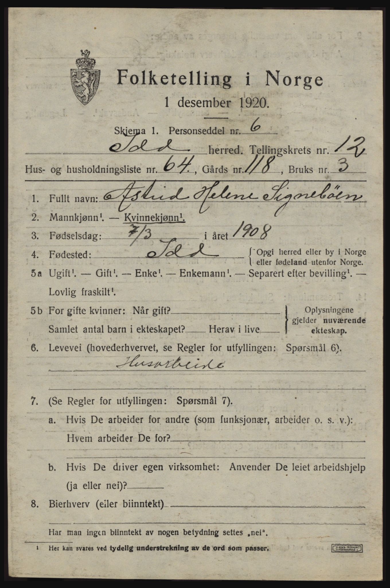 SAO, 1920 census for Idd, 1920, p. 12579