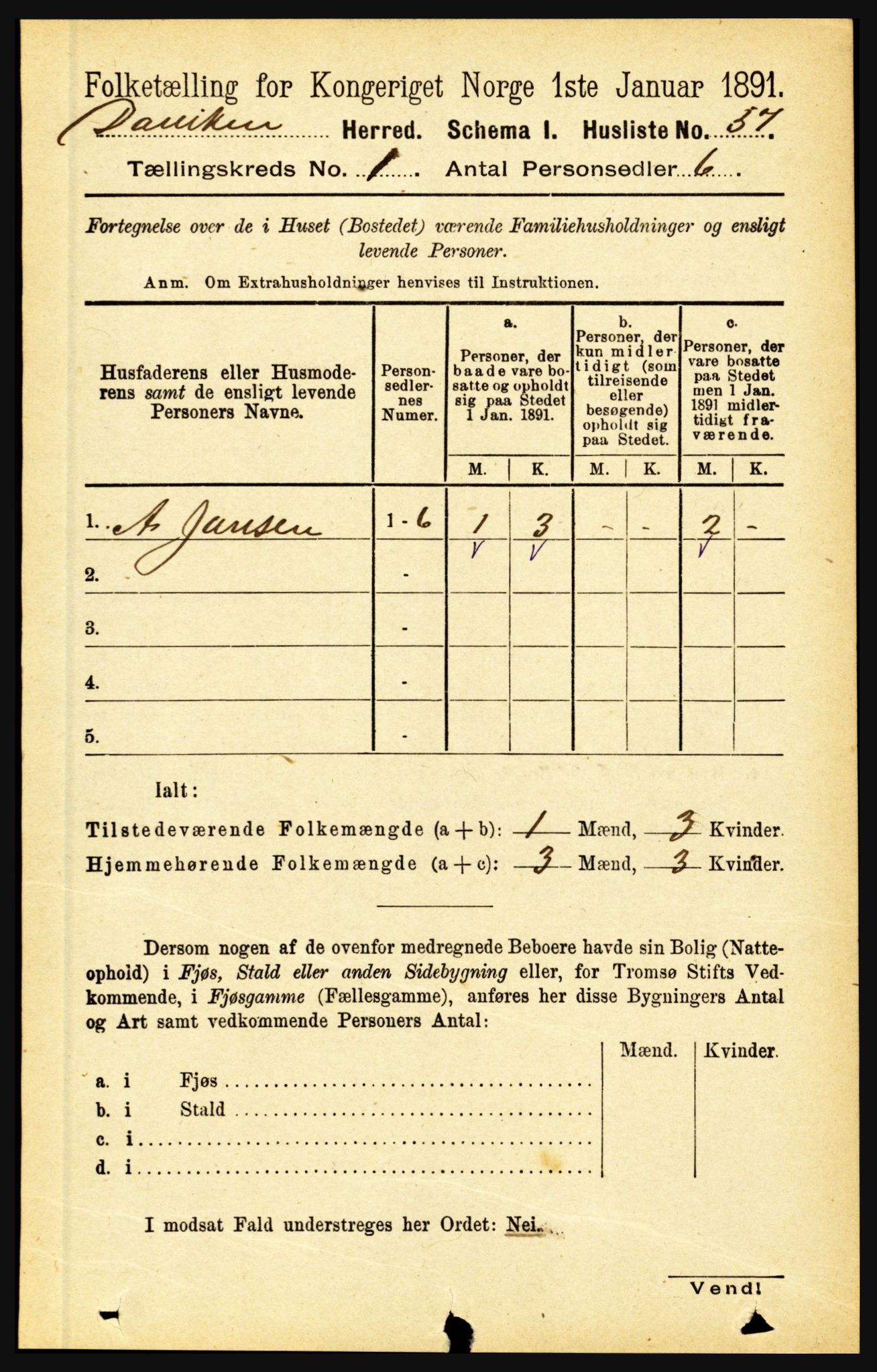 RA, 1891 census for 1442 Davik, 1891, p. 82