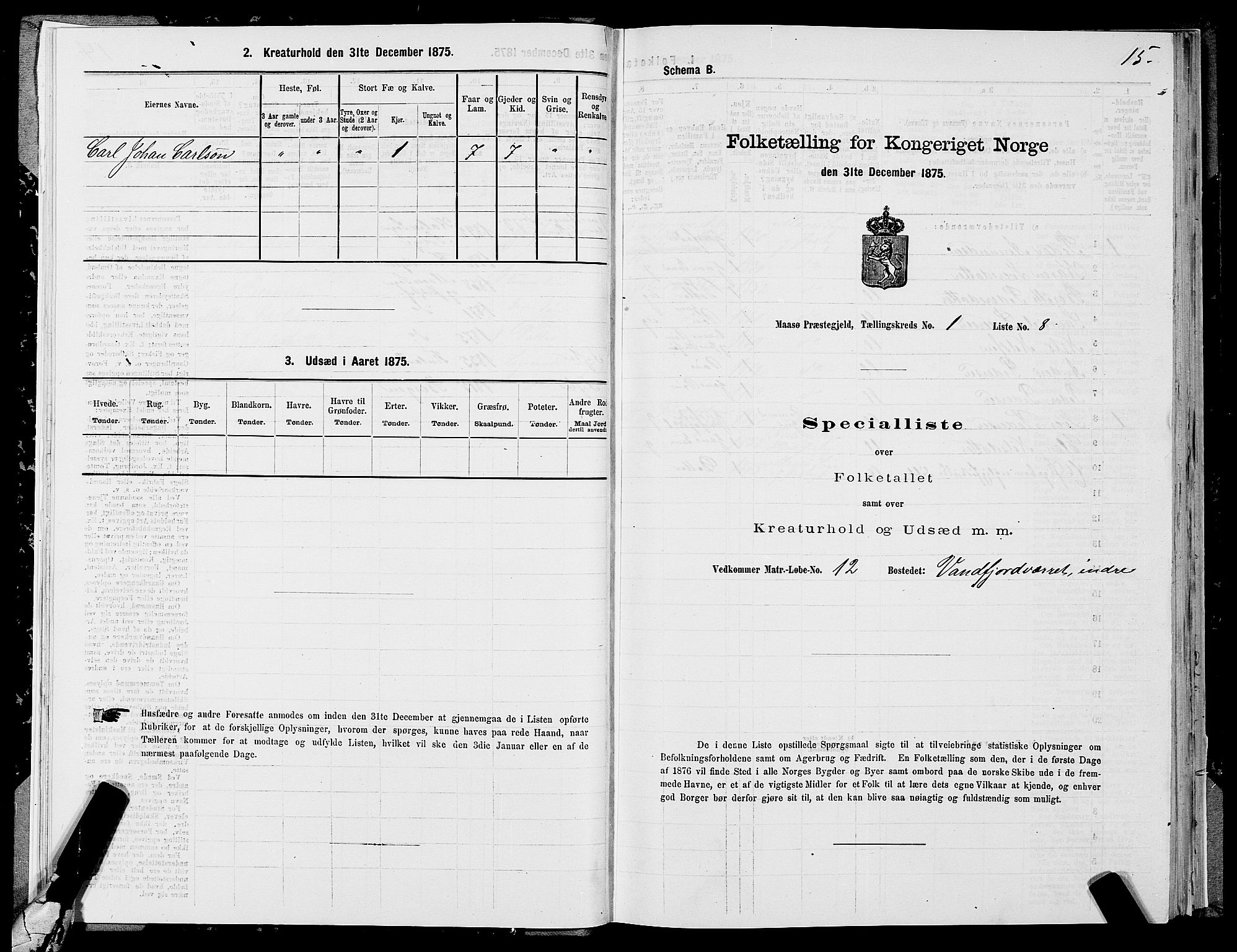 SATØ, 1875 census for 2018P Måsøy, 1875, p. 1015