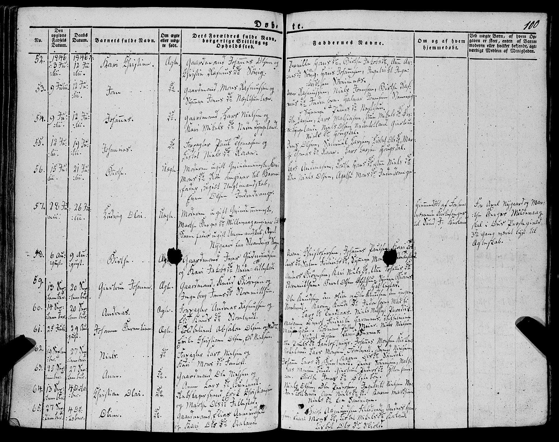 Fana Sokneprestembete, AV/SAB-A-75101/H/Haa/Haaa/L0008: Parish register (official) no. A 8, 1829-1851, p. 100