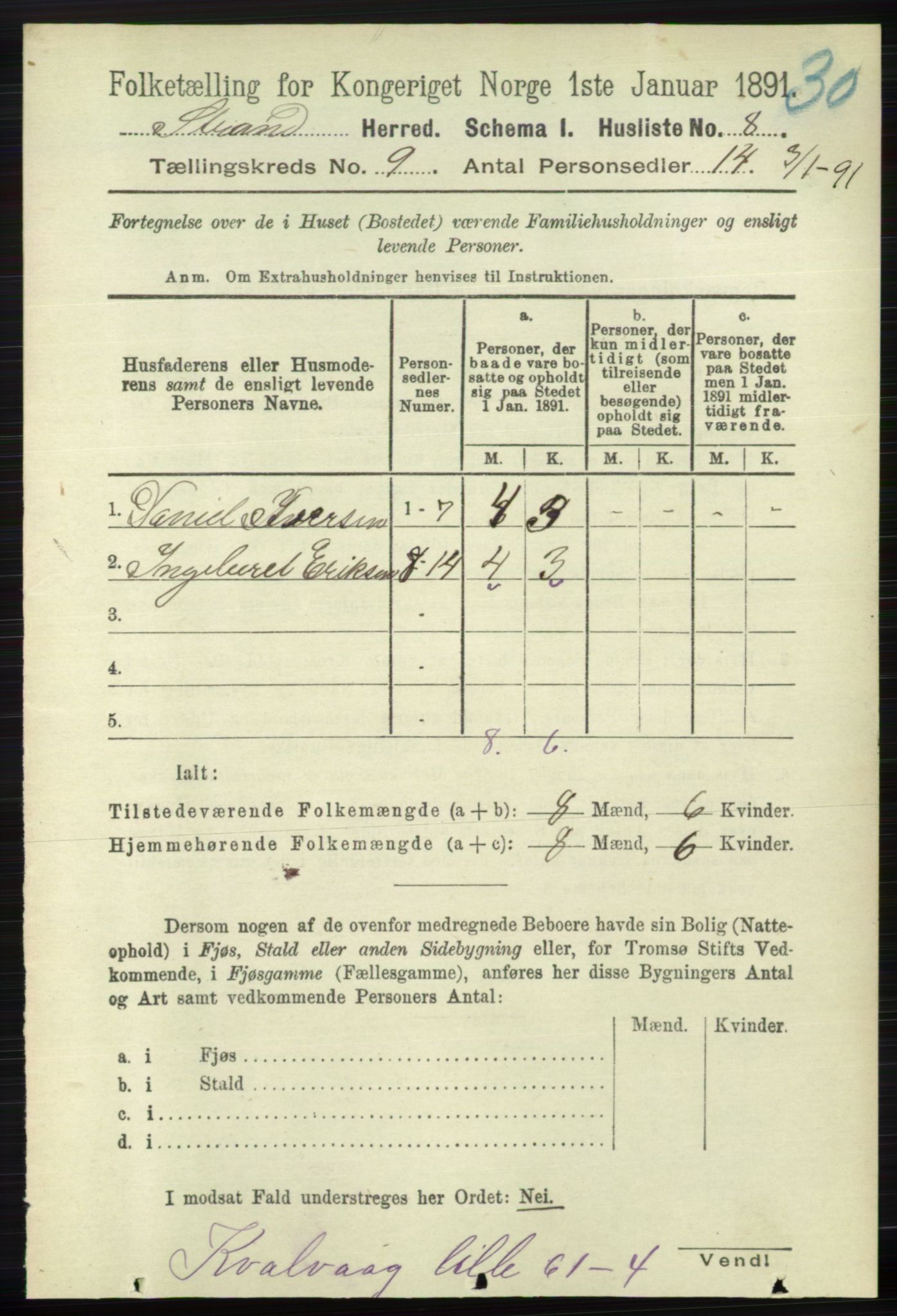 RA, 1891 census for 1130 Strand, 1891, p. 2618