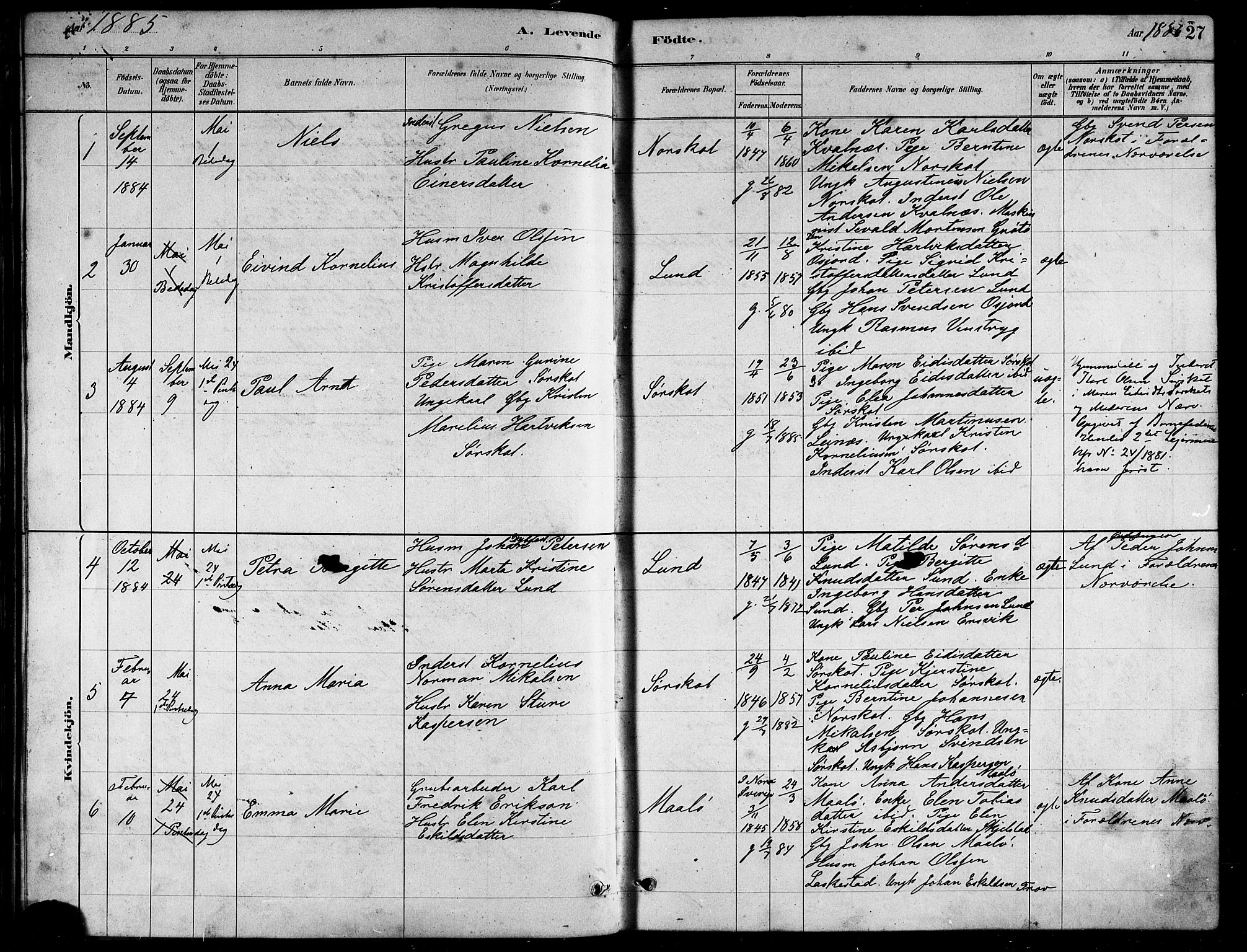 Ministerialprotokoller, klokkerbøker og fødselsregistre - Nordland, AV/SAT-A-1459/857/L0828: Parish register (copy) no. 857C03, 1879-1908, p. 27