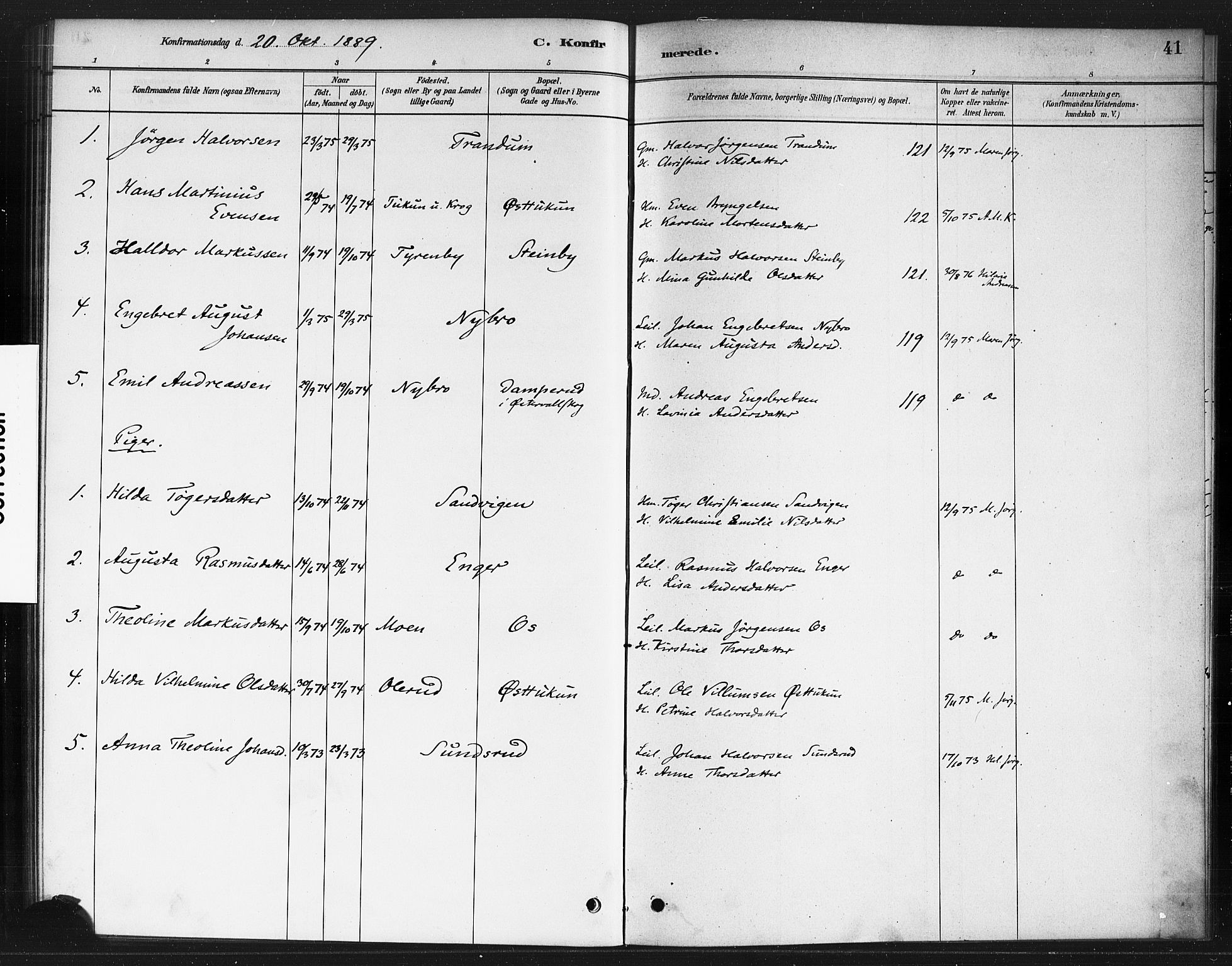 Rødenes prestekontor Kirkebøker, AV/SAO-A-2005/F/Fb/L0001: Parish register (official) no. II 1, 1880-1889, p. 41