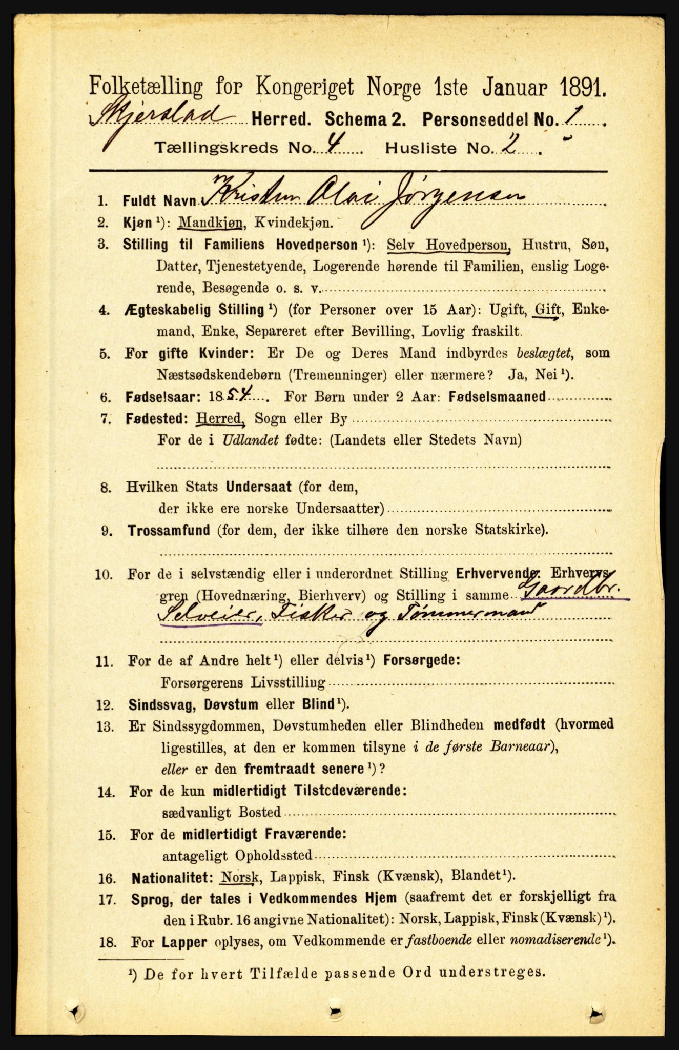 RA, 1891 census for 1842 Skjerstad, 1891, p. 1113