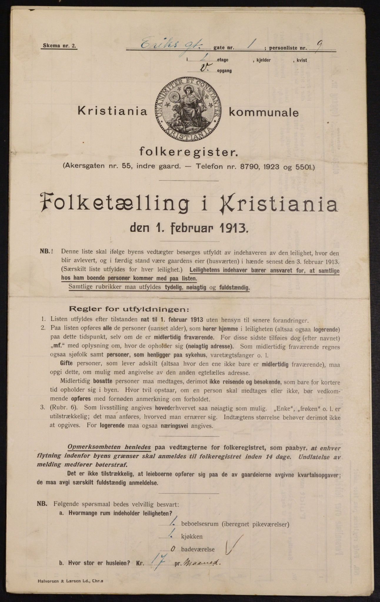 OBA, Municipal Census 1913 for Kristiania, 1913, p. 19647