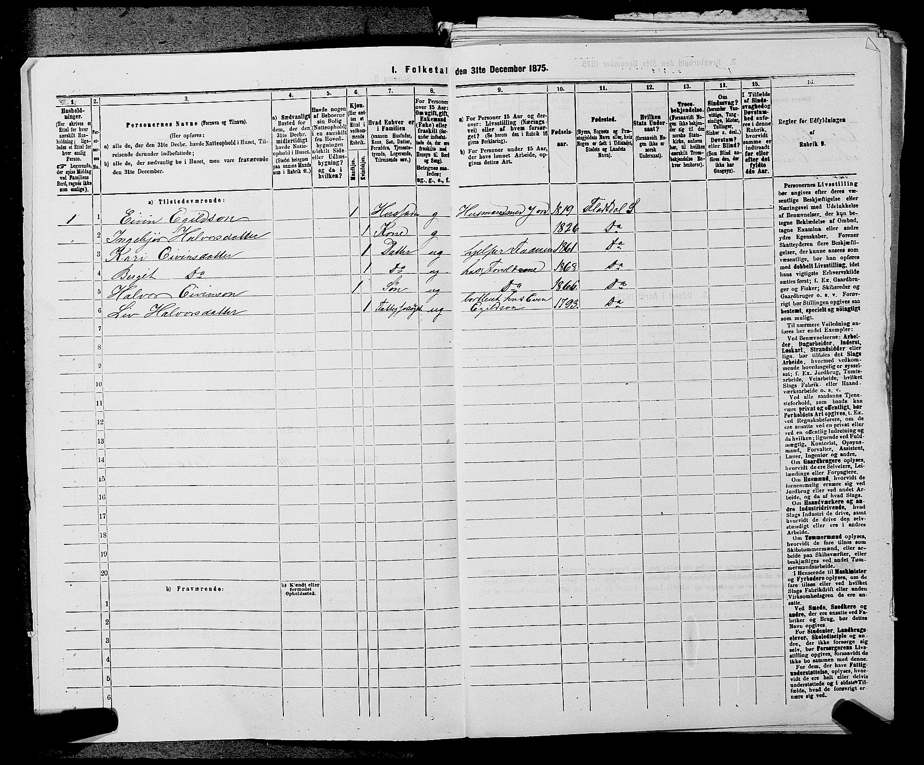 SAKO, 1875 census for 0828P Seljord, 1875, p. 820