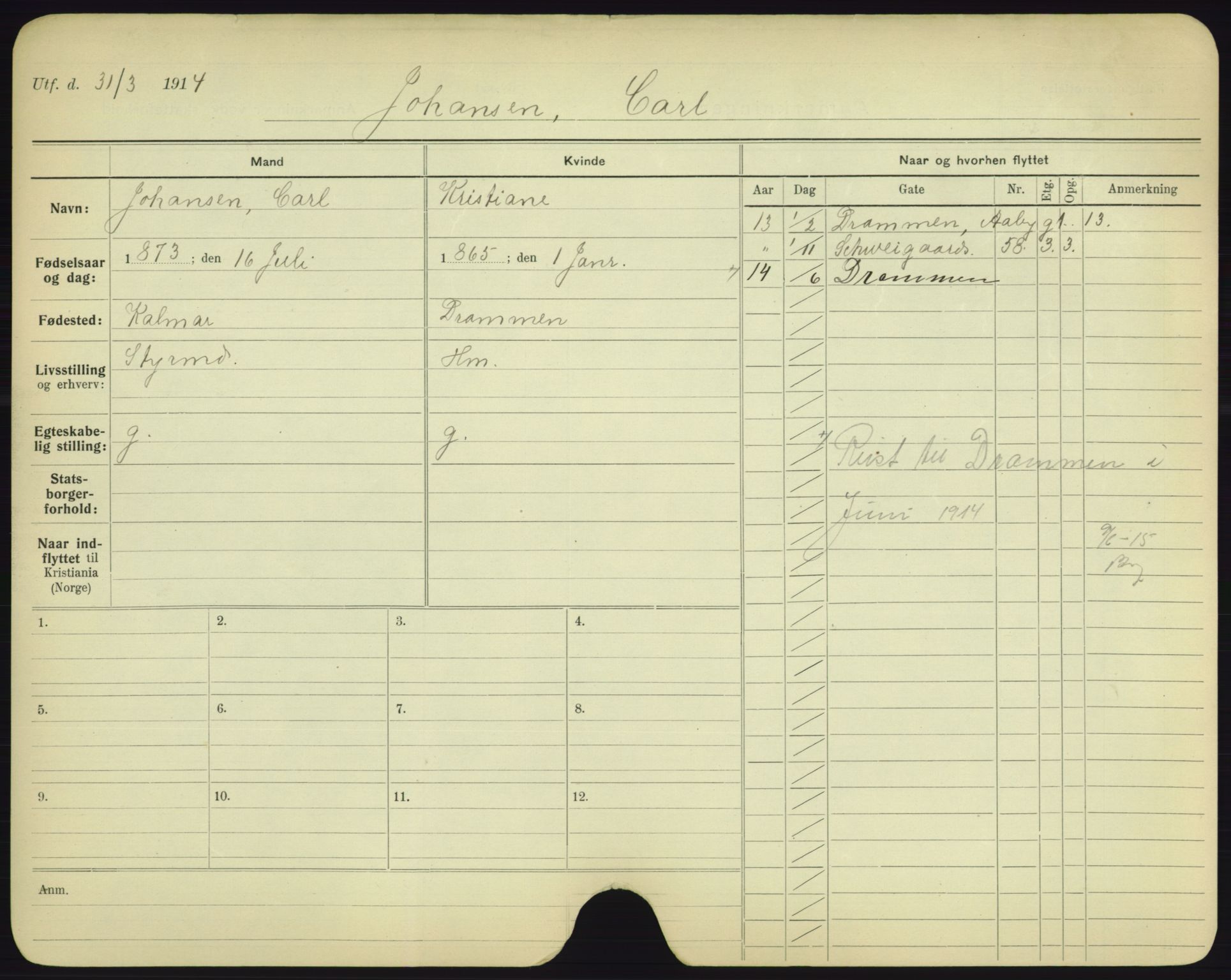 Oslo folkeregister, Registerkort, AV/SAO-A-11715/F/Fa/Fac/L0005: Menn, 1906-1914, p. 656a