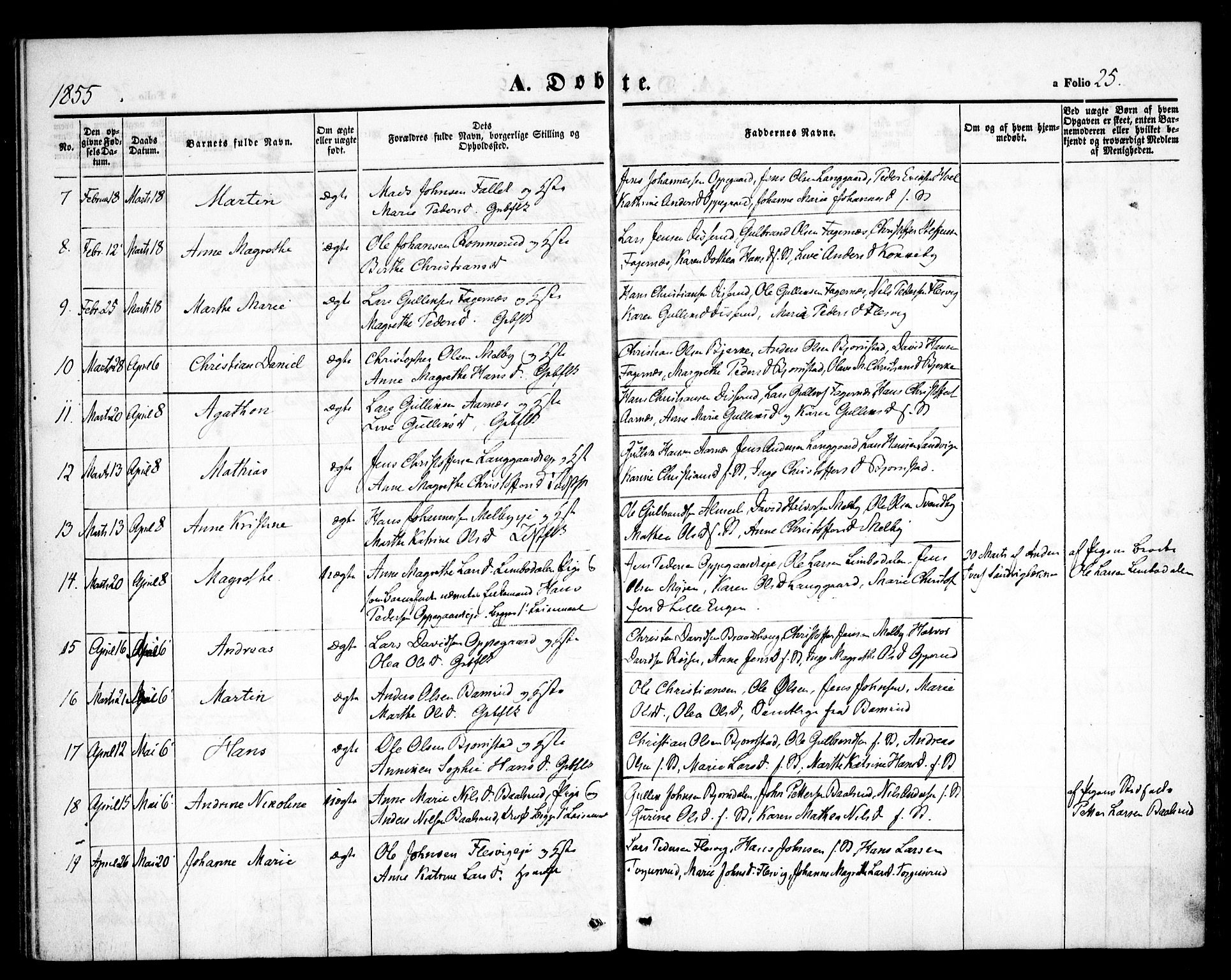 Hurdal prestekontor Kirkebøker, SAO/A-10889/F/Fb/L0001: Parish register (official) no. II 1, 1846-1859, p. 25
