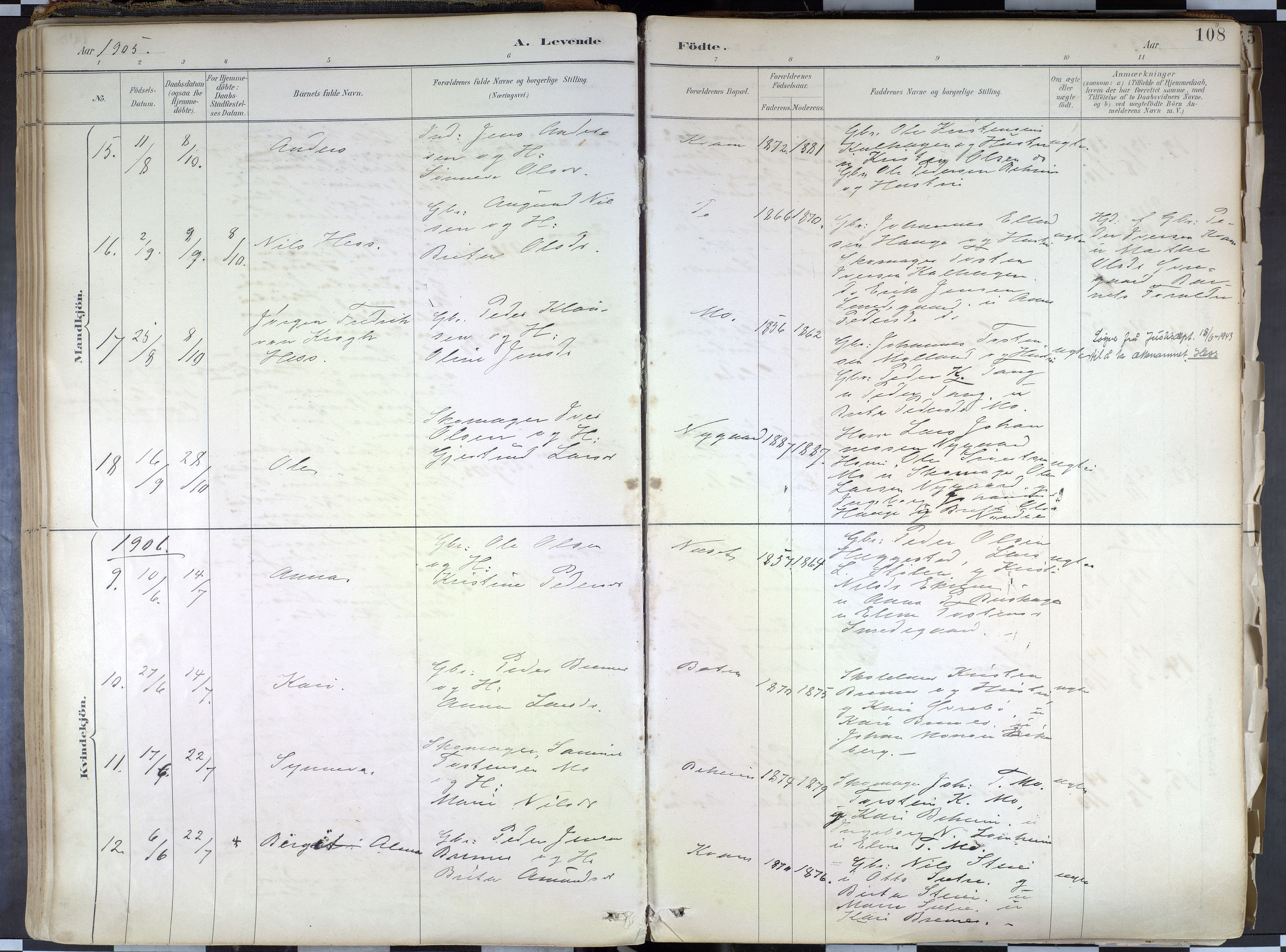 Hafslo sokneprestembete, AV/SAB-A-80301/H/Haa/Haab/L0001: Parish register (official) no. B 1, 1886-1945, p. 108