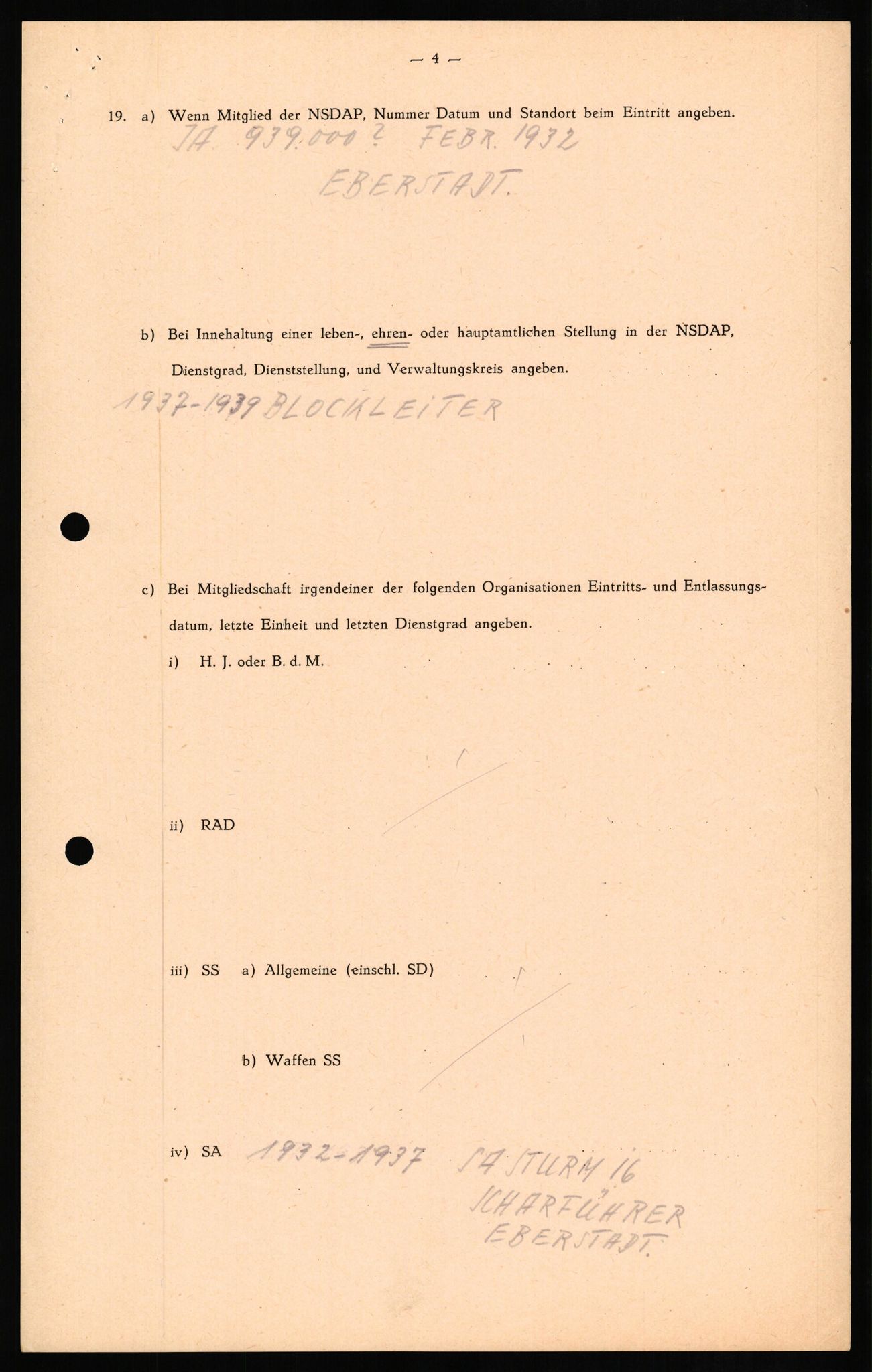 Forsvaret, Forsvarets overkommando II, RA/RAFA-3915/D/Db/L0014: CI Questionaires. Tyske okkupasjonsstyrker i Norge. Tyskere., 1945-1946, p. 343