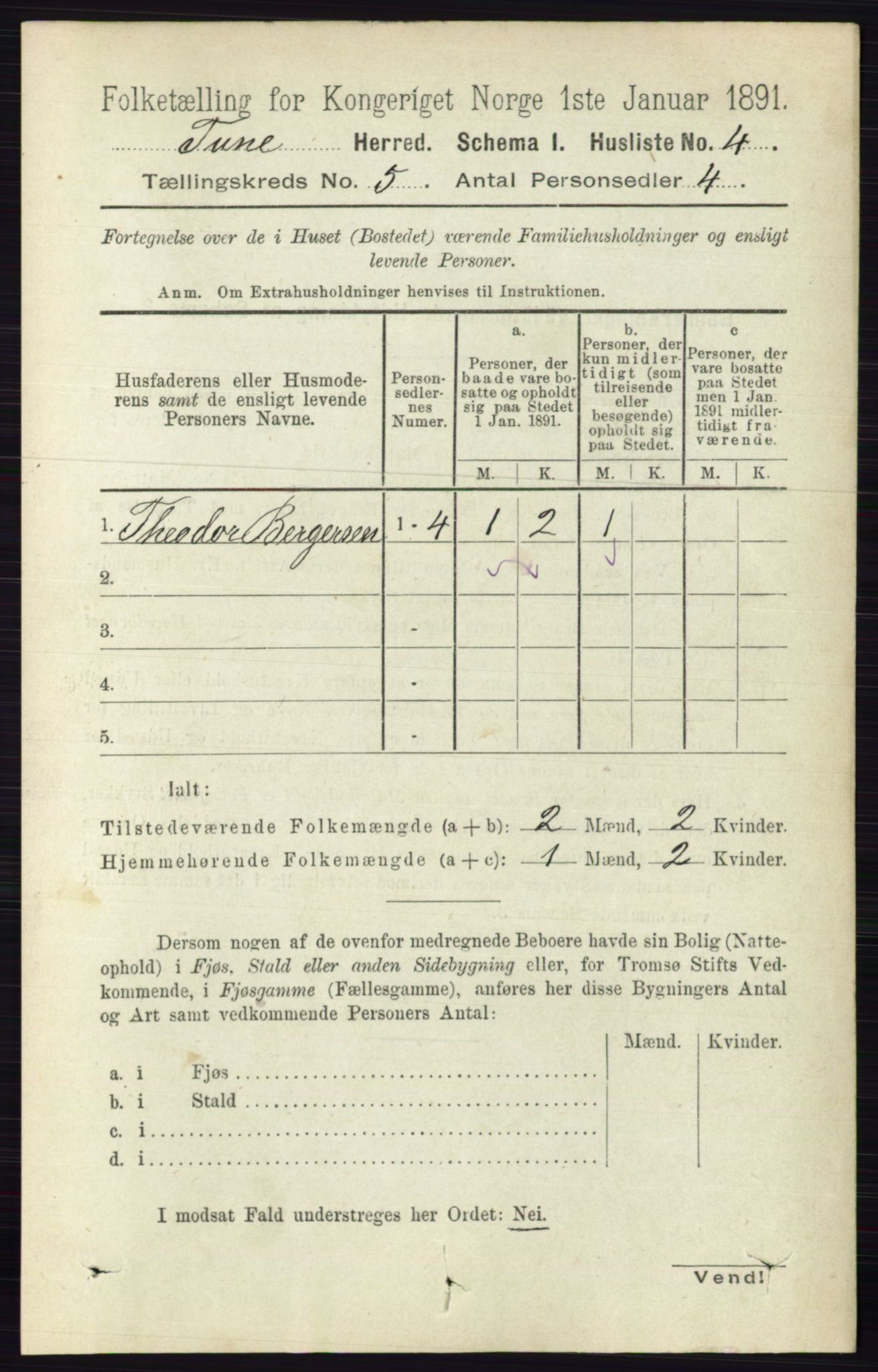 RA, 1891 census for 0130 Tune, 1891, p. 3161