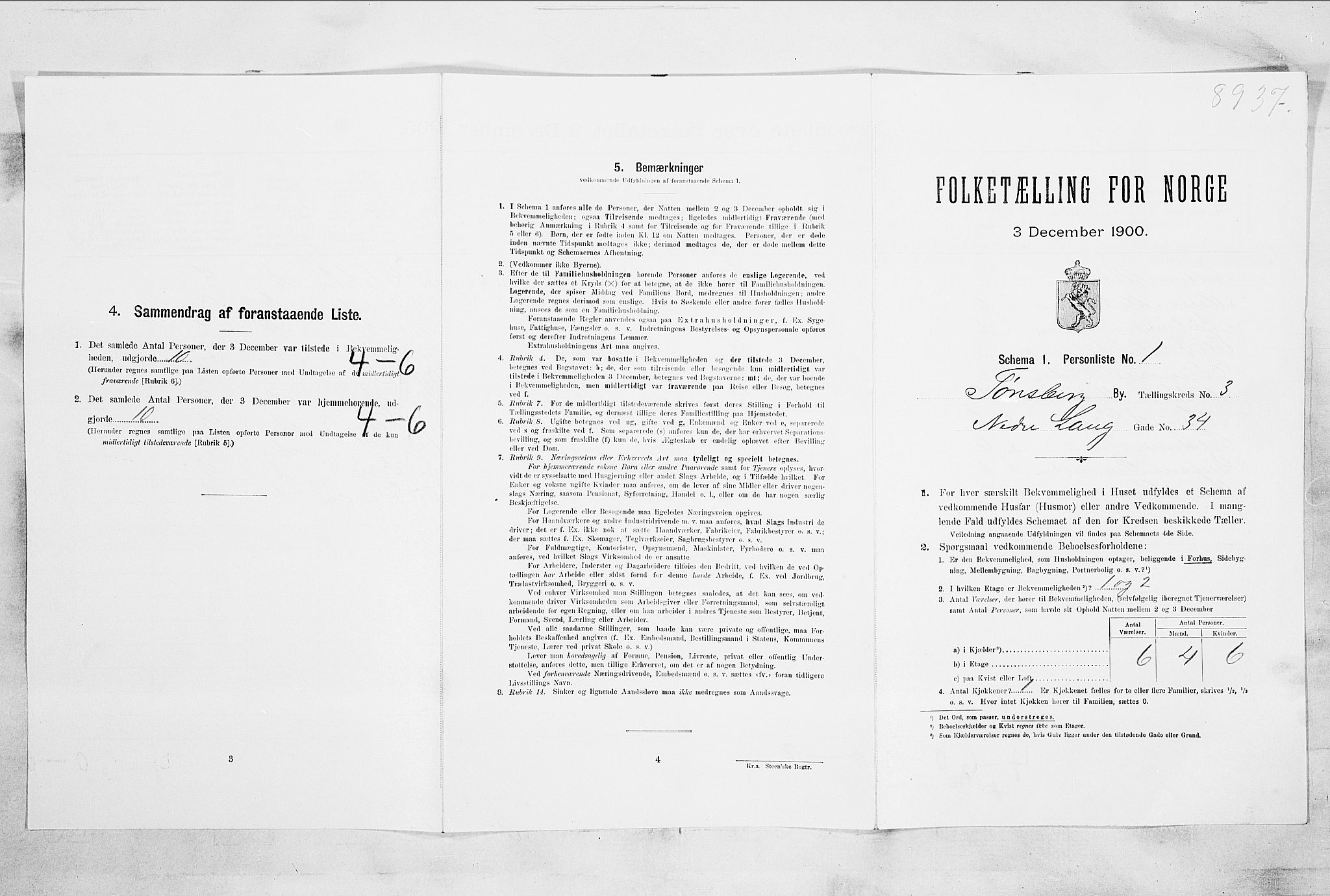 RA, 1900 census for Tønsberg, 1900, p. 425