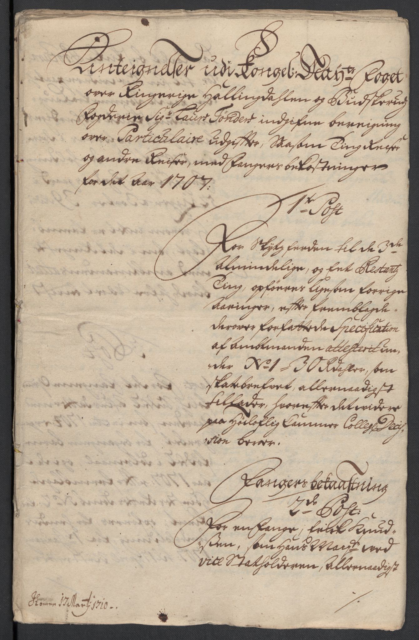 Rentekammeret inntil 1814, Reviderte regnskaper, Fogderegnskap, RA/EA-4092/R22/L1466: Fogderegnskap Ringerike, Hallingdal og Buskerud, 1707, p. 281