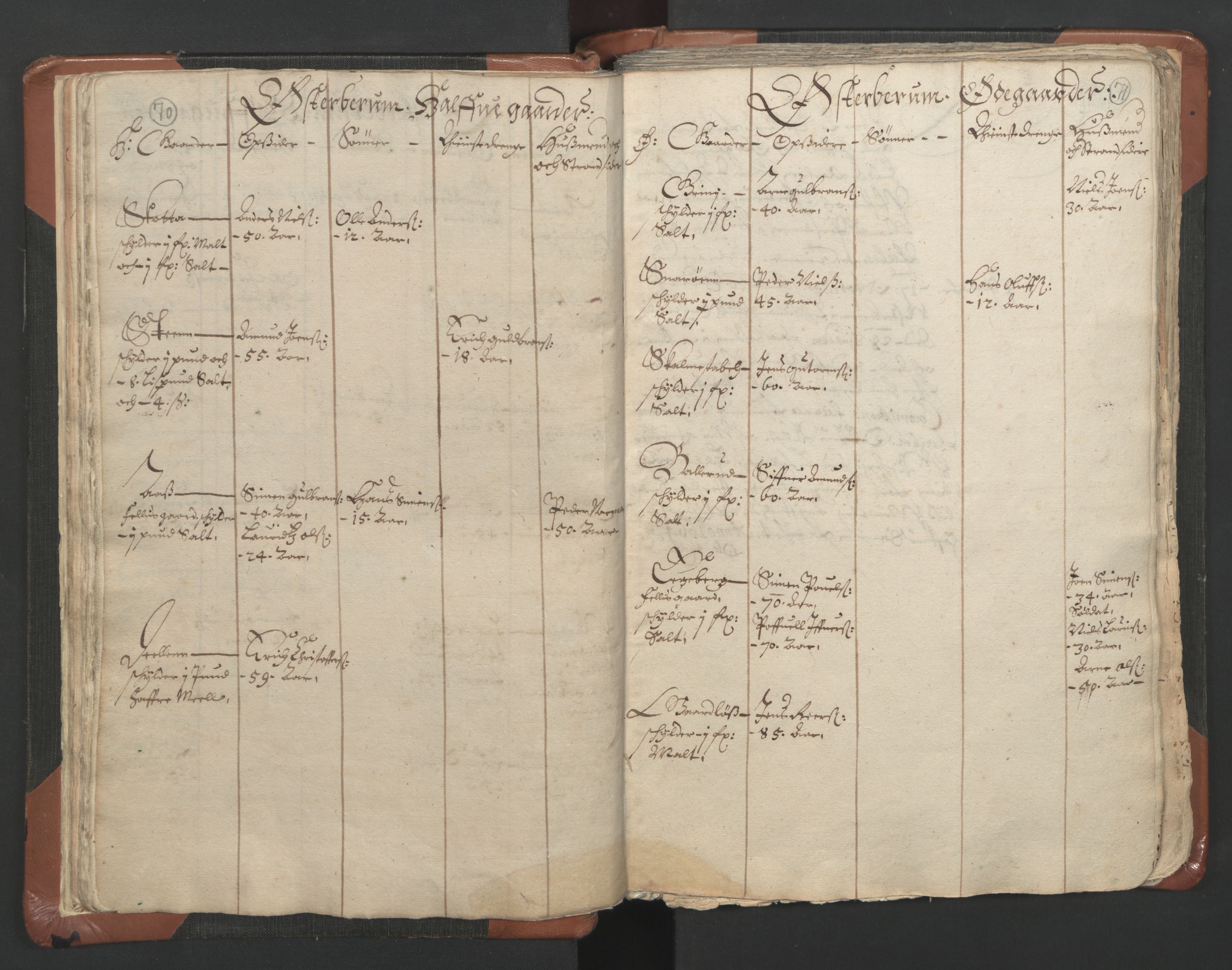 RA, Vicar's Census 1664-1666, no. 9: Bragernes deanery, 1664-1666, p. 70-71