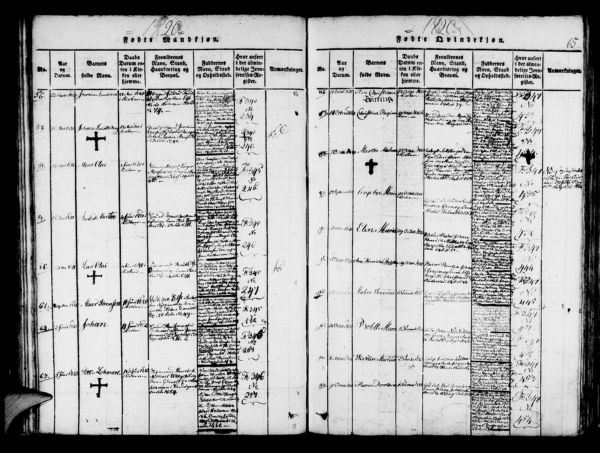 Korskirken sokneprestembete, AV/SAB-A-76101/H/Haa/L0013: Parish register (official) no. A 13, 1815-1822, p. 65