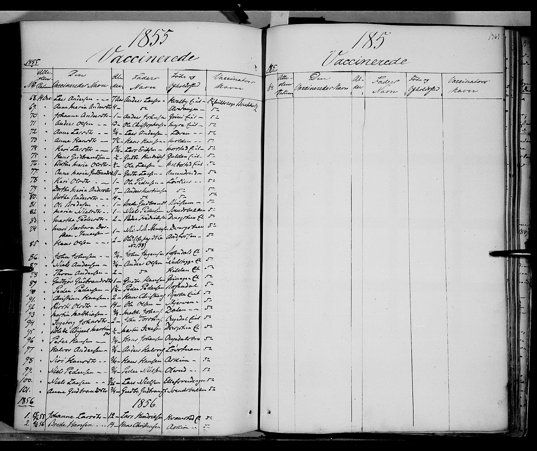 Gran prestekontor, SAH/PREST-112/H/Ha/Haa/L0011: Parish register (official) no. 11, 1842-1856, p. 1360-1361