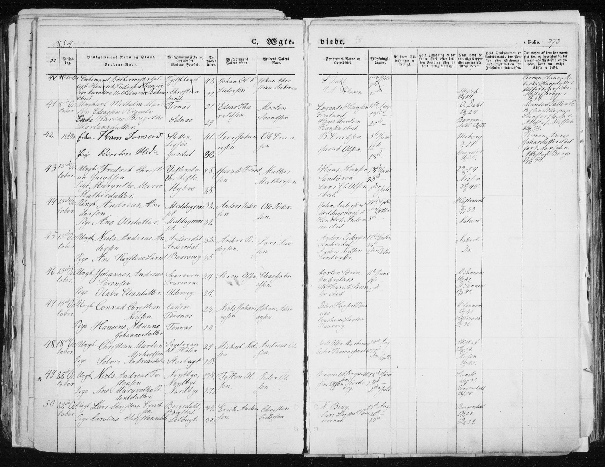 Tromsø sokneprestkontor/stiftsprosti/domprosti, SATØ/S-1343/G/Ga/L0010kirke: Parish register (official) no. 10, 1848-1855, p. 273