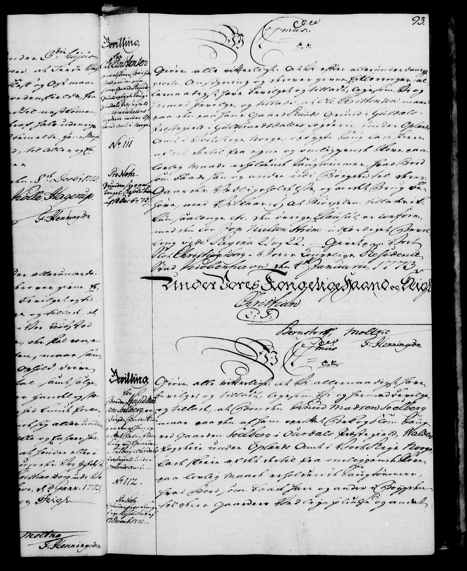 Rentekammeret, Kammerkanselliet, RA/EA-3111/G/Gg/Gga/L0009: Norsk ekspedisjonsprotokoll med register (merket RK 53.9), 1771-1773, p. 93