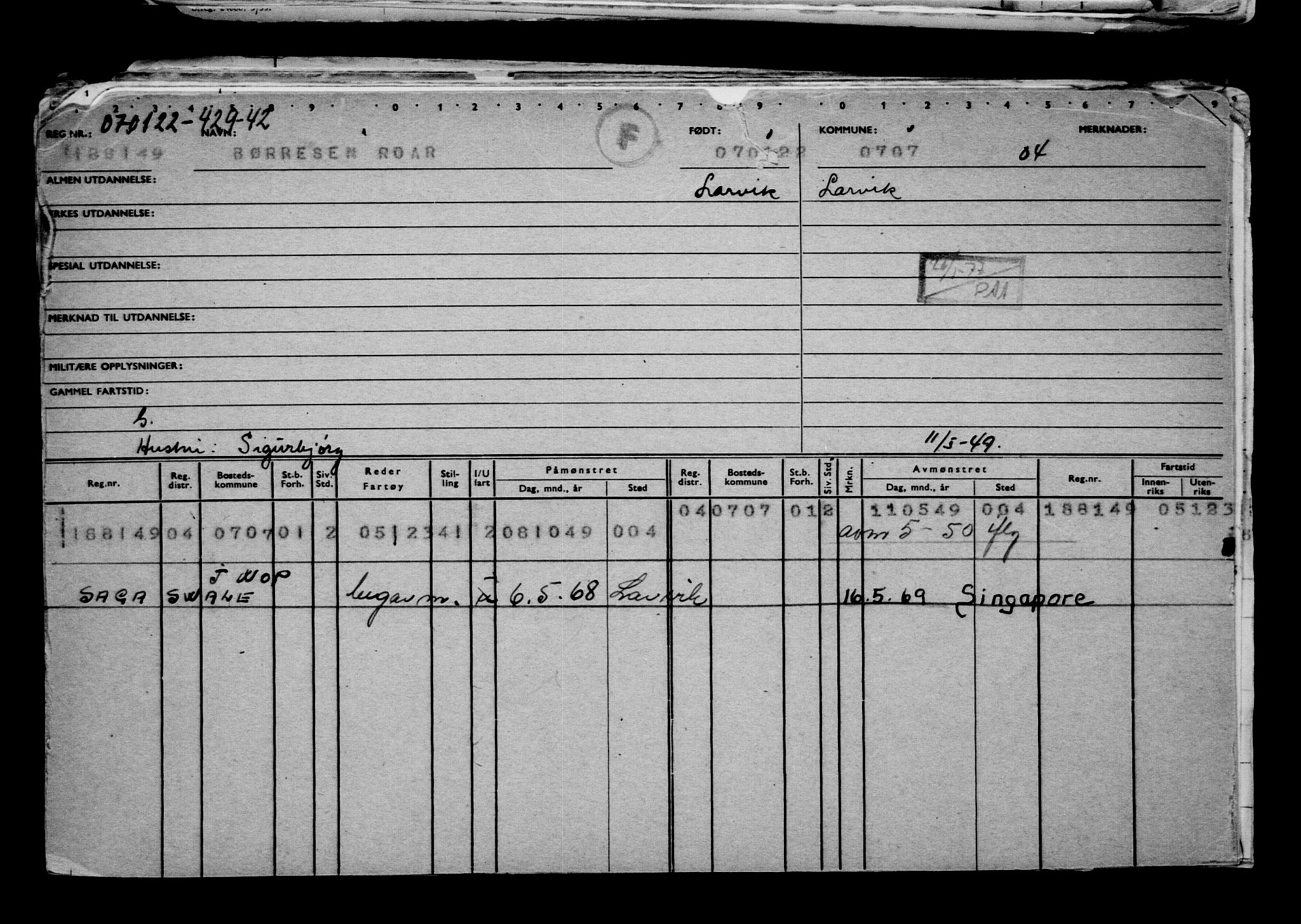 Direktoratet for sjømenn, AV/RA-S-3545/G/Gb/L0201: Hovedkort, 1921-1922, p. 564