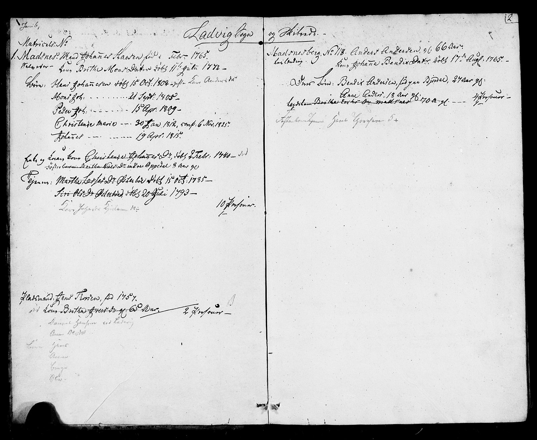 , Census 1825 for Lavik, 1825, p. 2