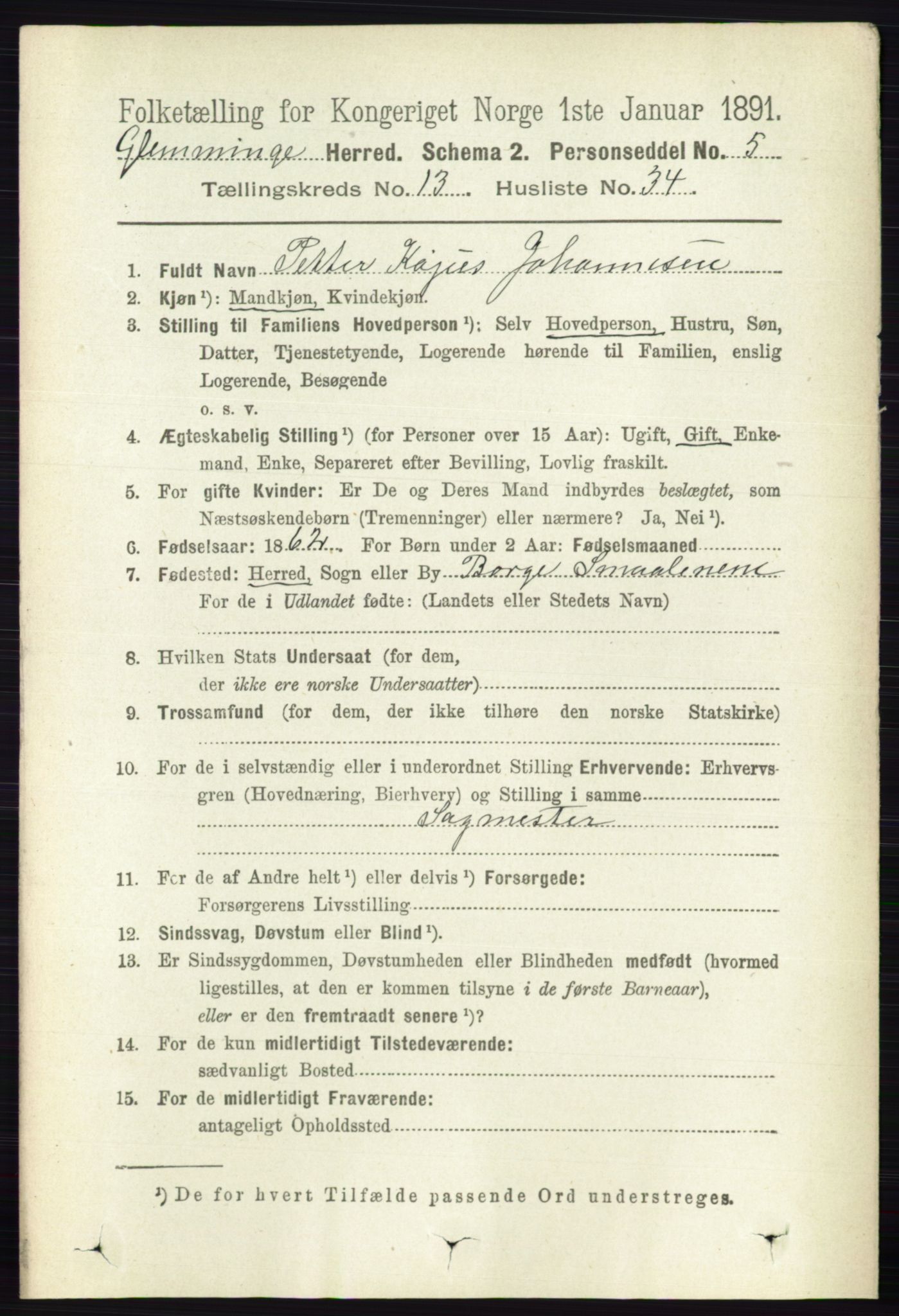 RA, 1891 census for 0132 Glemmen, 1891, p. 11440