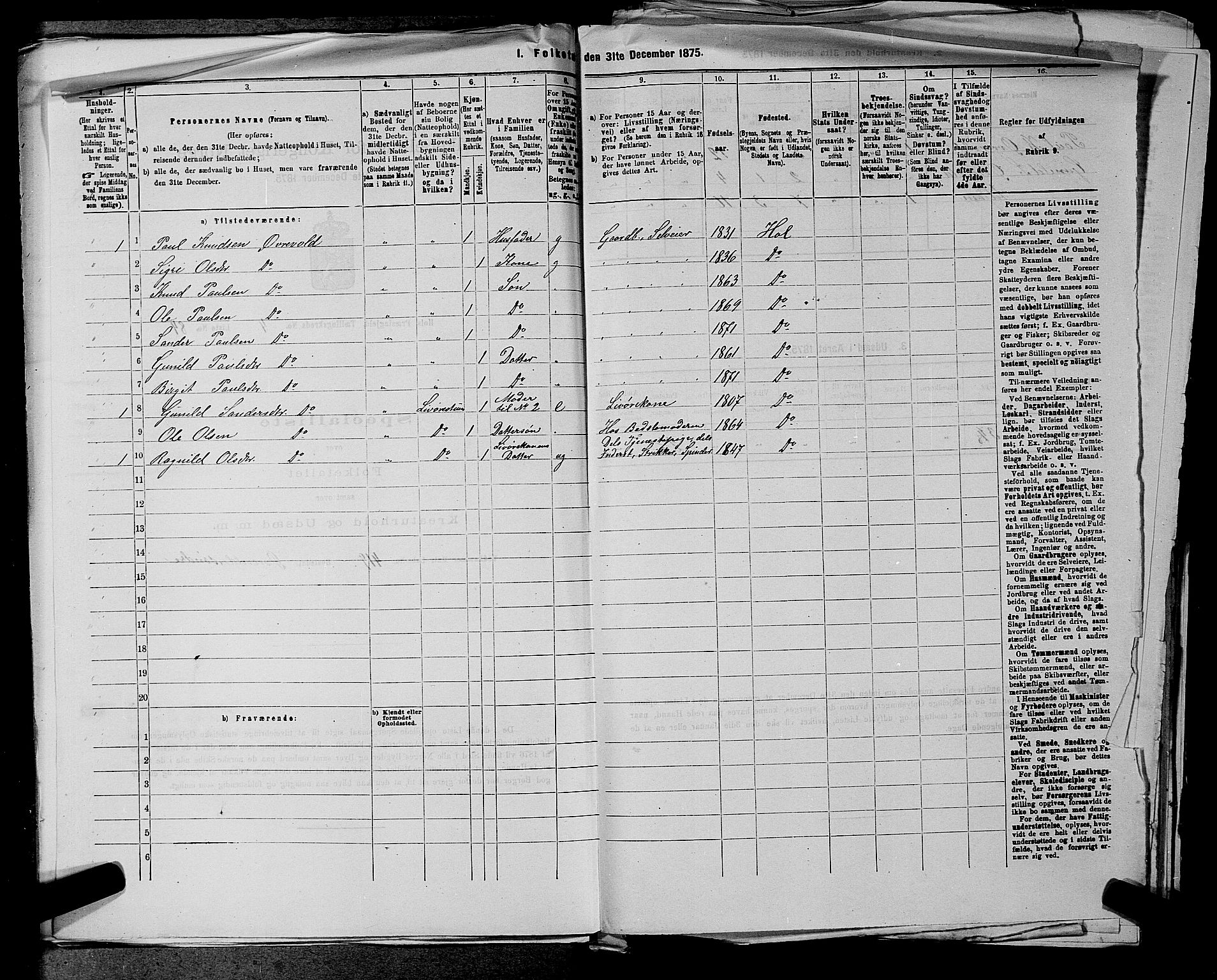 SAKO, 1875 census for 0620P Hol, 1875, p. 617