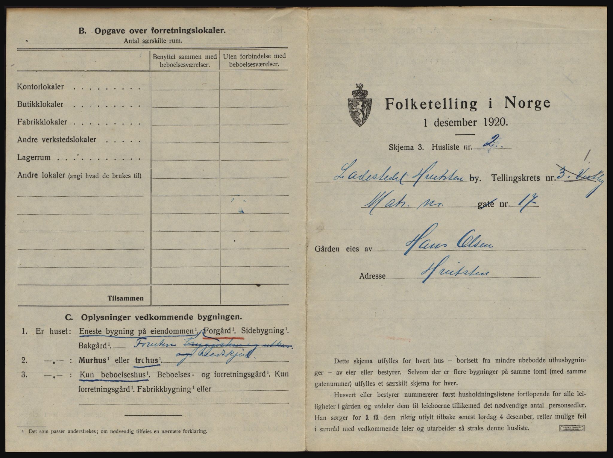 SAO, 1920 census for Hvitsten, 1920, p. 10