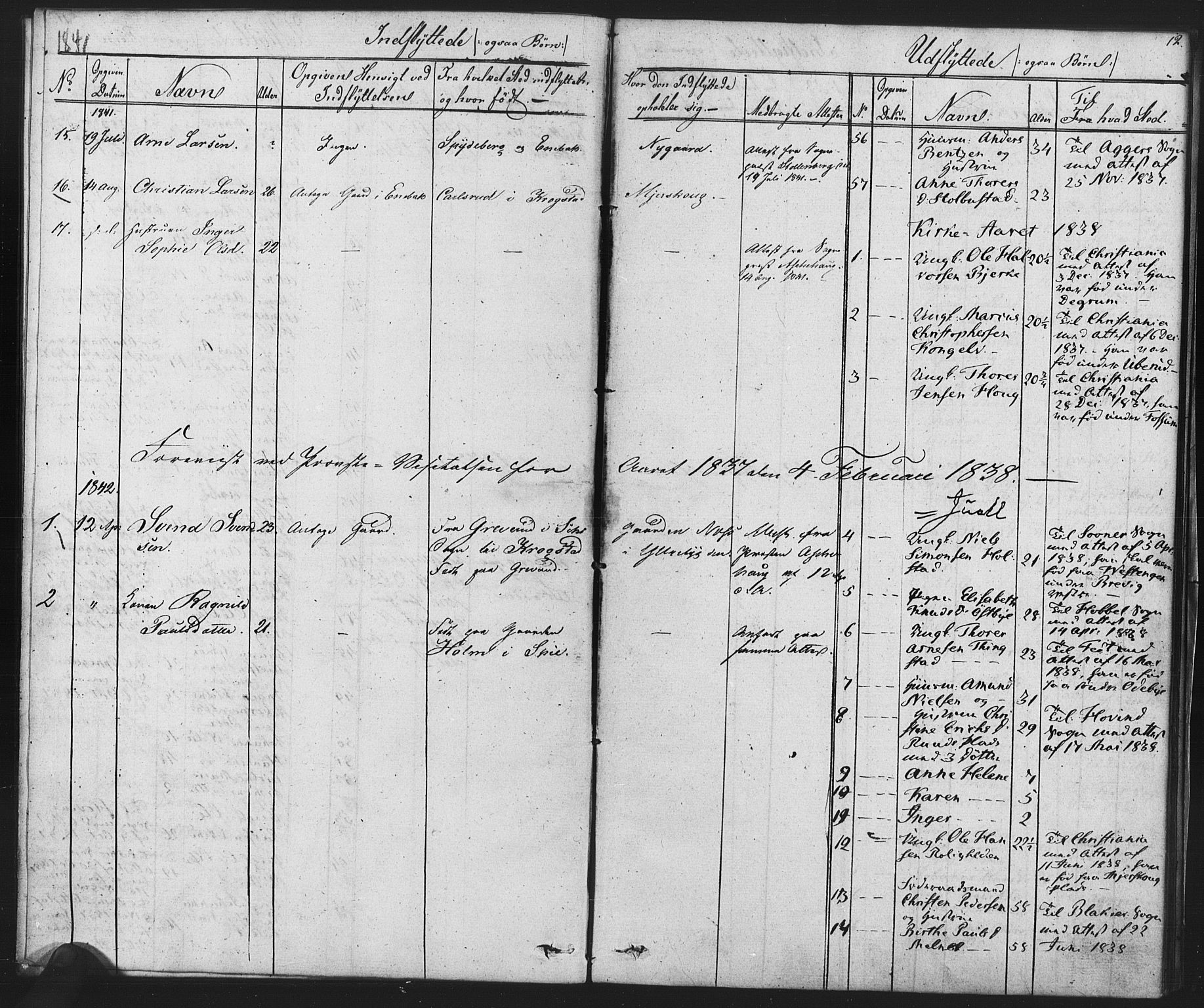 Enebakk prestekontor Kirkebøker, SAO/A-10171c/F/Fa/L0014: Parish register (official) no. I 14, 1833-1878, p. 12