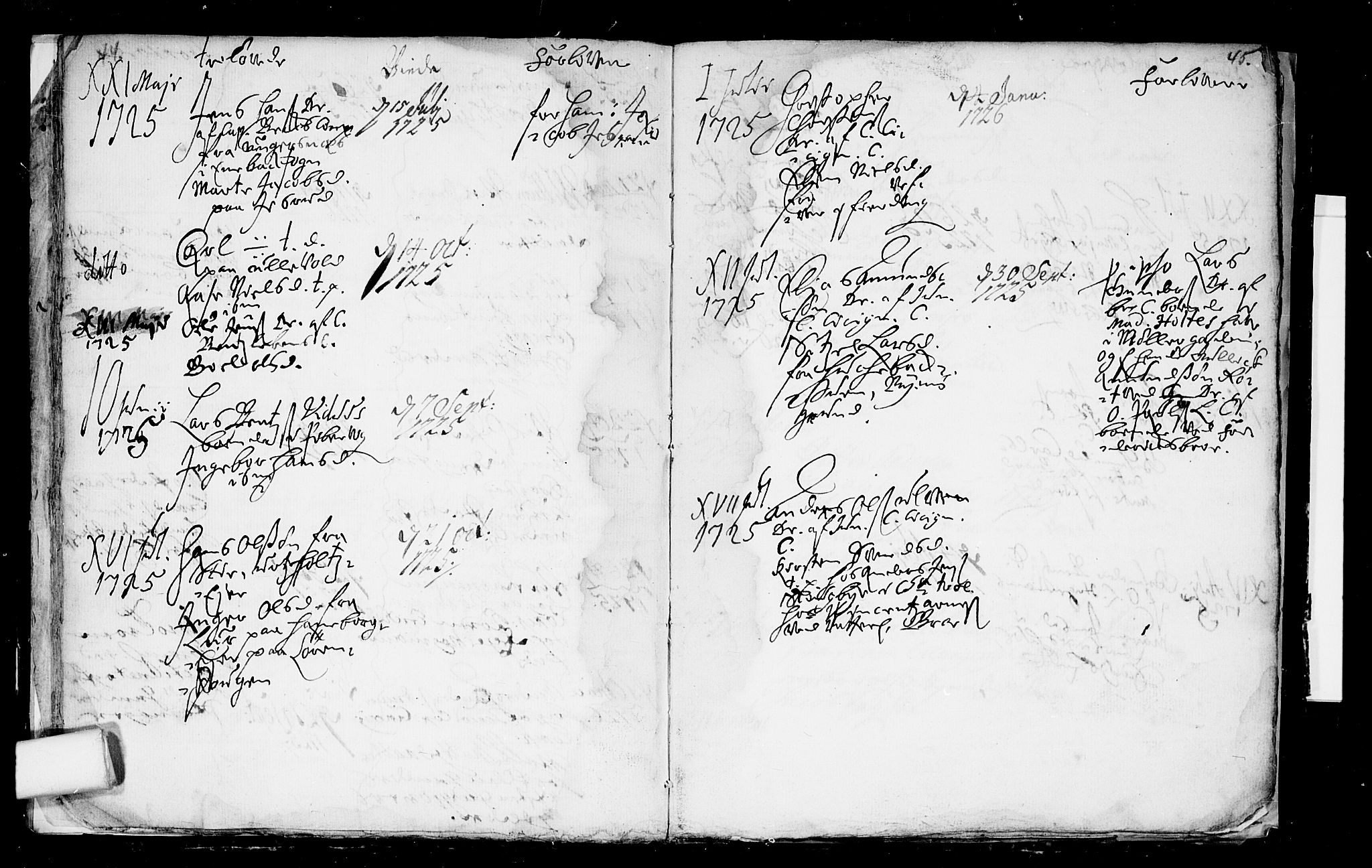 Aker prestekontor kirkebøker, SAO/A-10861/F/L0003: Parish register (official) no. 3, 1723-1731, p. 44-45