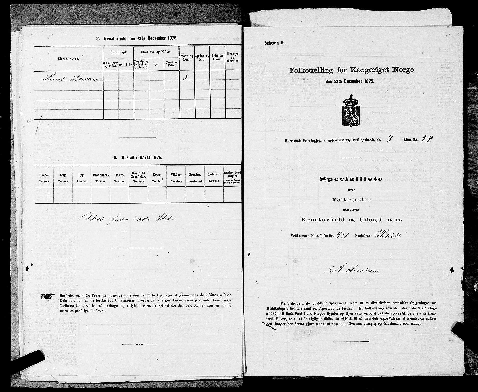 SAST, 1875 census for 1116L Eigersund/Eigersund og Ogna, 1875, p. 968