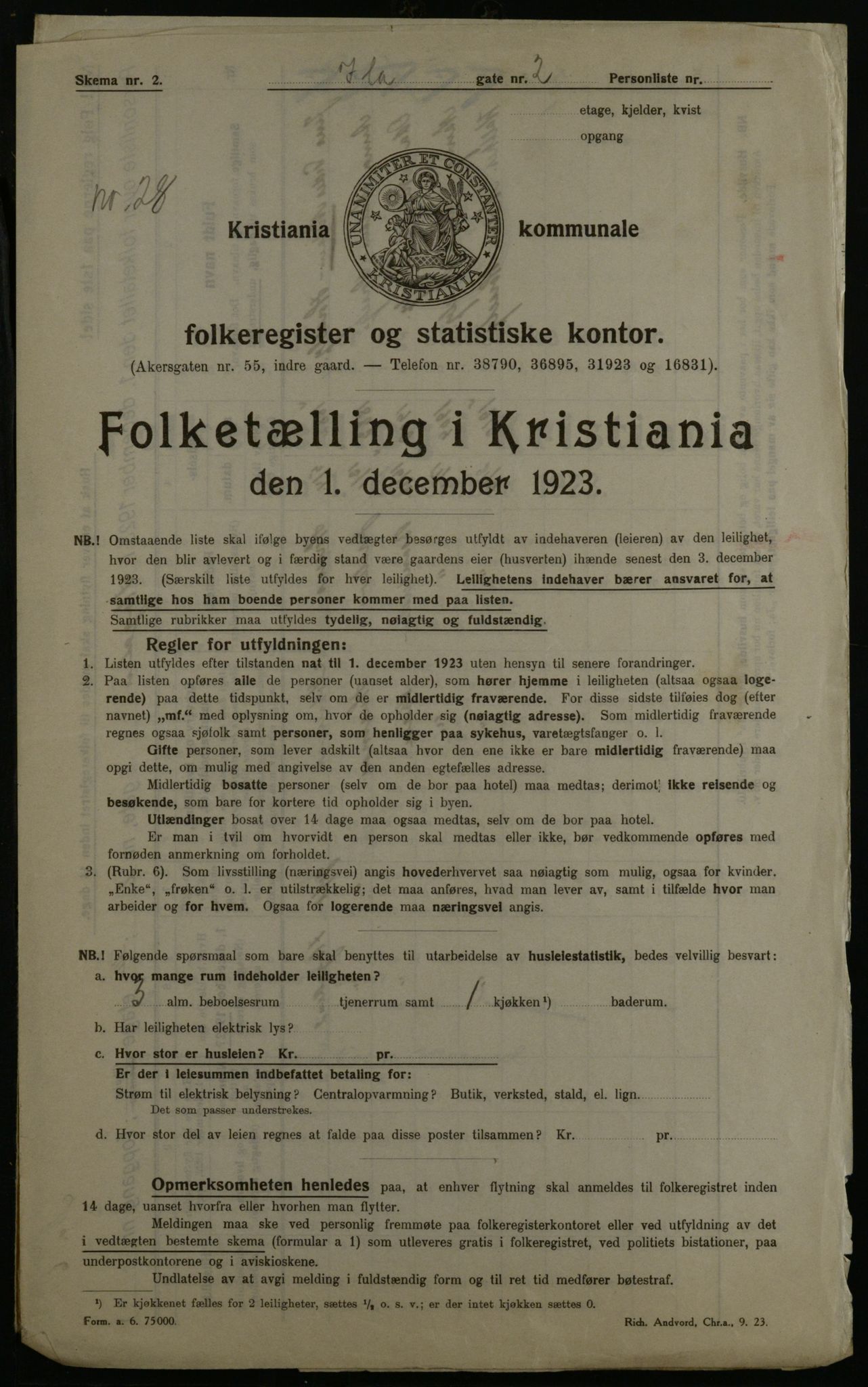 OBA, Municipal Census 1923 for Kristiania, 1923, p. 48349