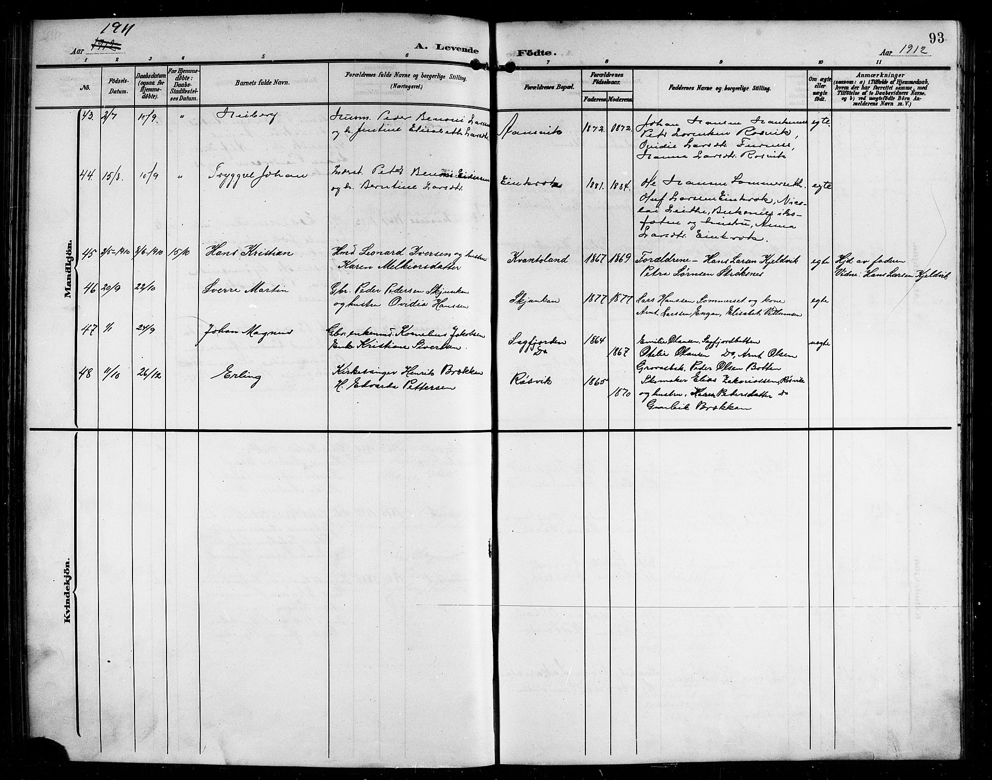 Ministerialprotokoller, klokkerbøker og fødselsregistre - Nordland, AV/SAT-A-1459/854/L0786: Parish register (copy) no. 854C02, 1901-1912, p. 93