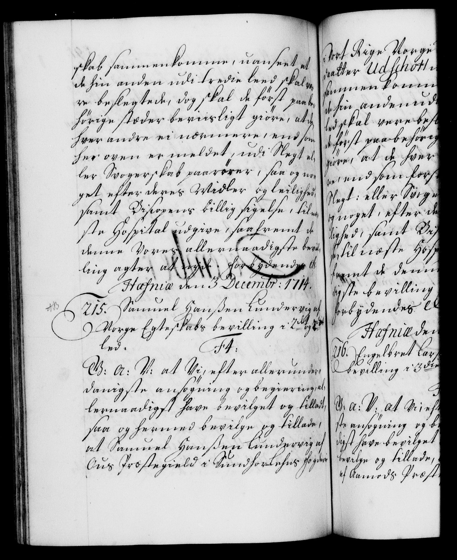 Danske Kanselli 1572-1799, AV/RA-EA-3023/F/Fc/Fca/Fcaa/L0021: Norske registre, 1712-1715, p. 391b