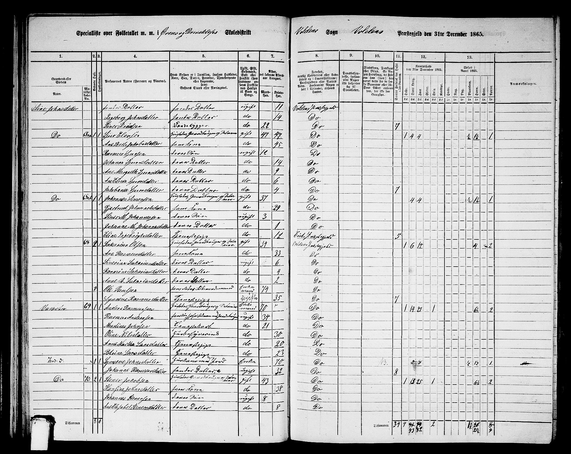 RA, 1865 census for Volda, 1865, p. 42