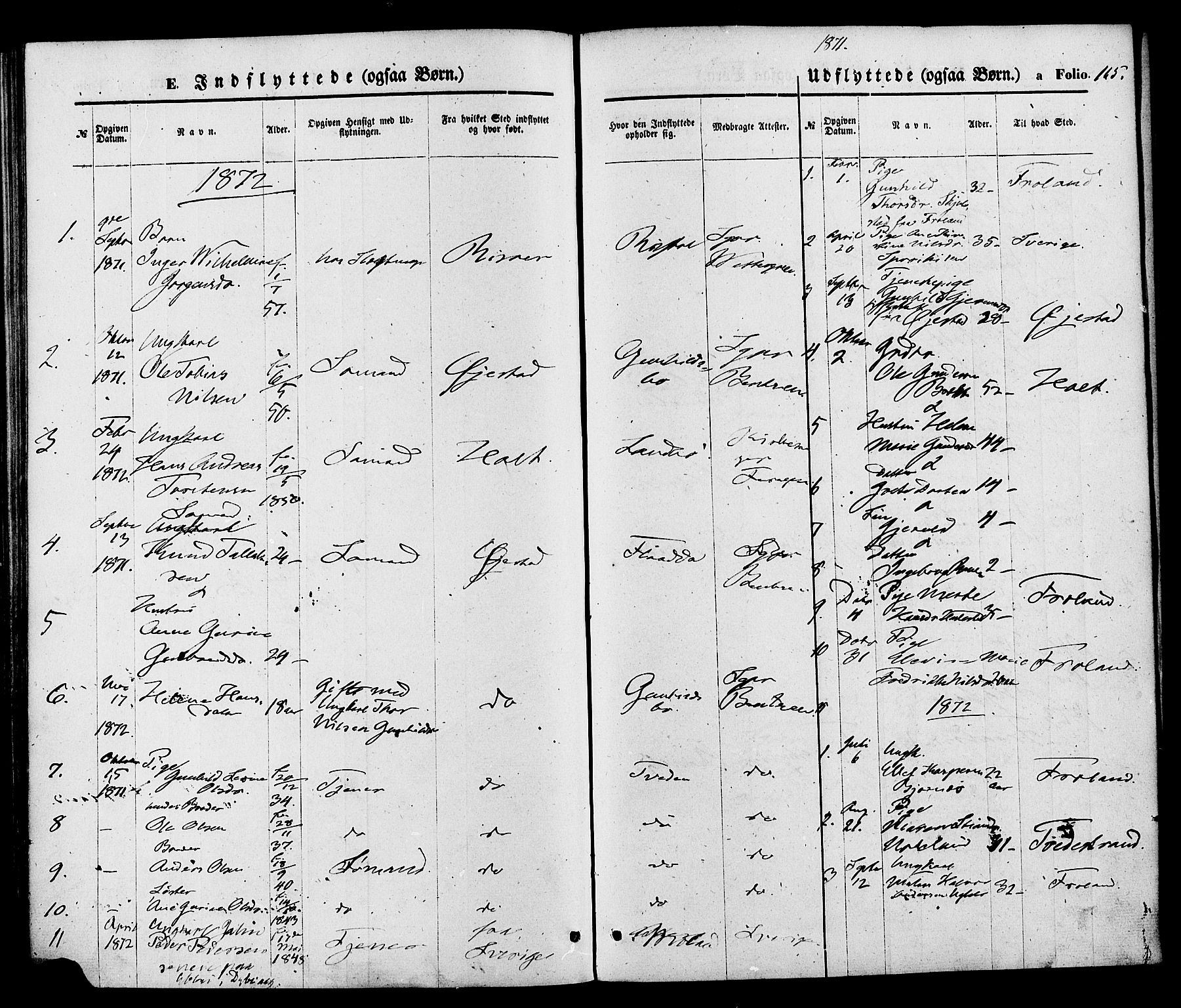 Austre Moland sokneprestkontor, AV/SAK-1111-0001/F/Fa/Faa/L0009: Parish register (official) no. A 9, 1869-1879, p. 165