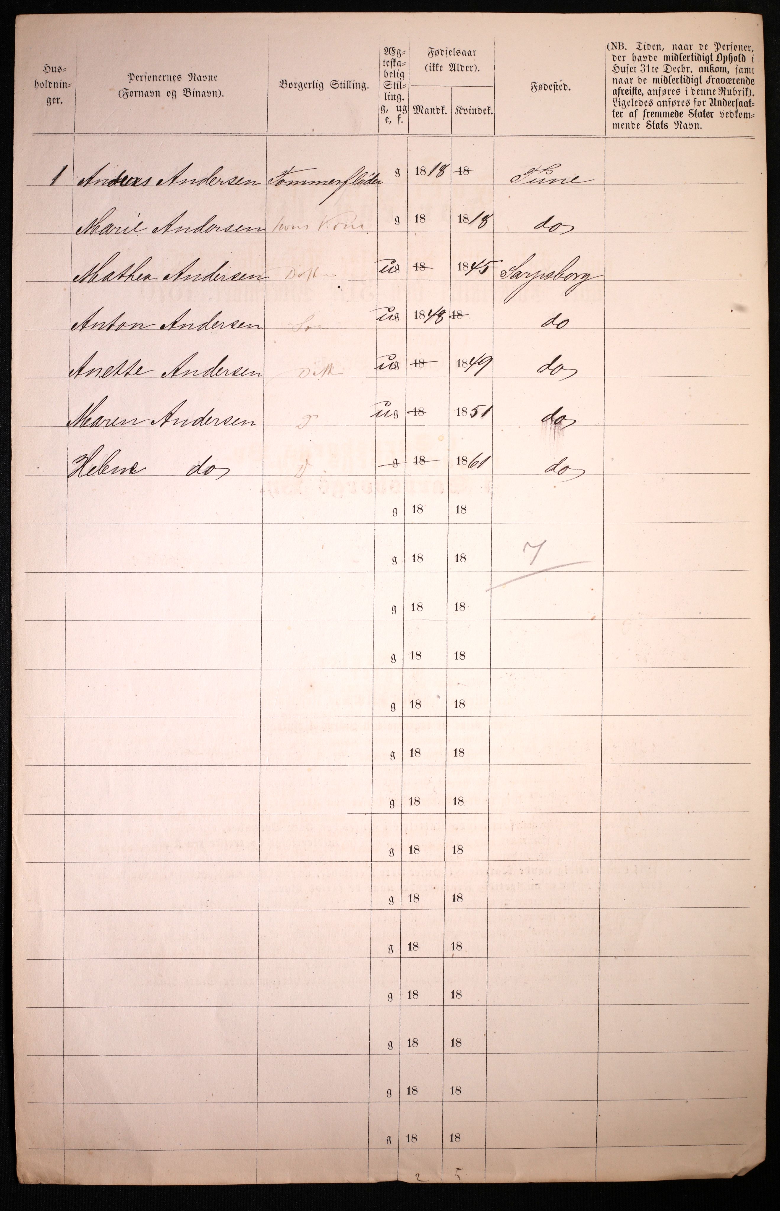 RA, 1870 census for 0102 Sarpsborg, 1870, p. 466