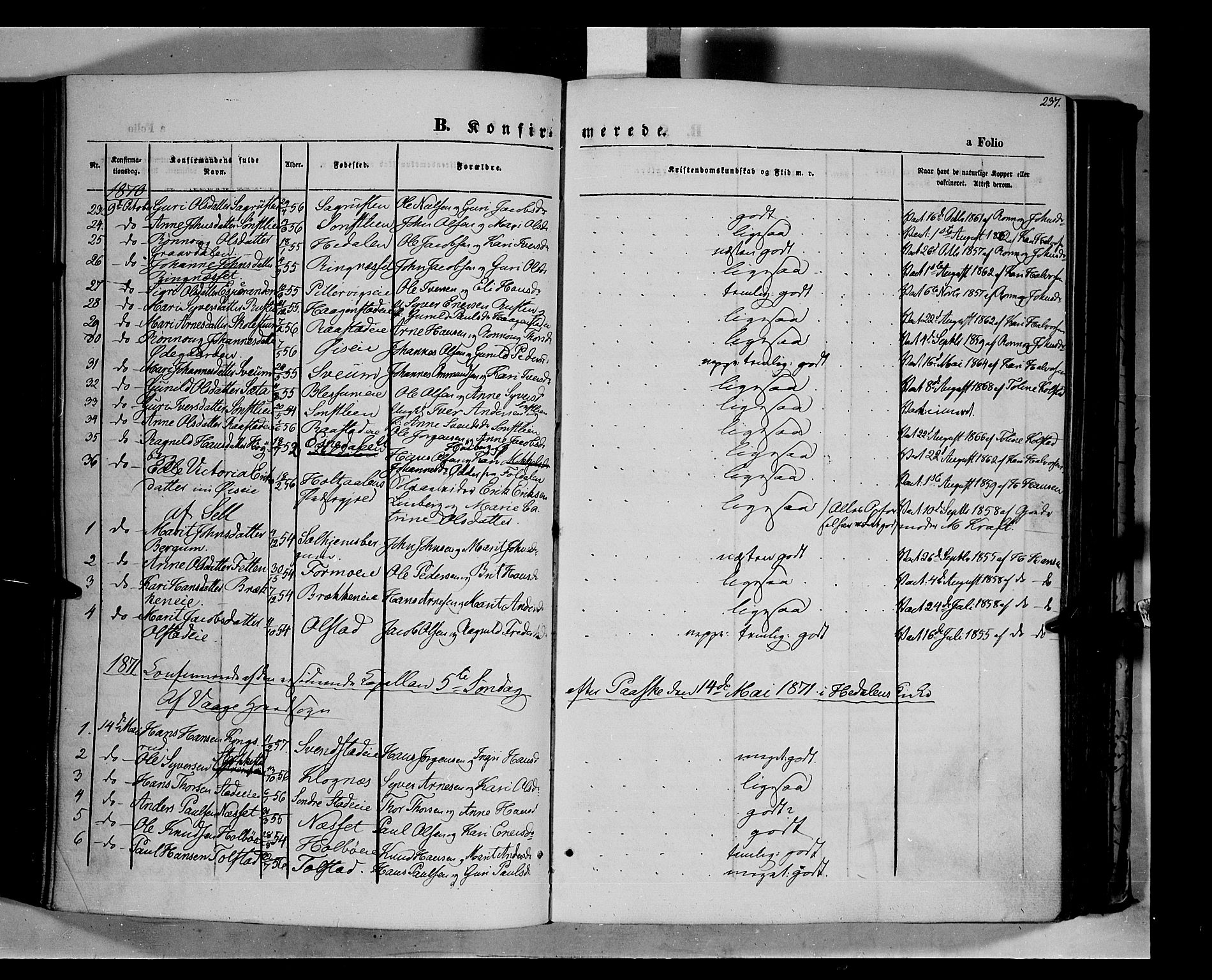 Vågå prestekontor, SAH/PREST-076/H/Ha/Haa/L0006: Parish register (official) no. 6 /1, 1856-1872, p. 237