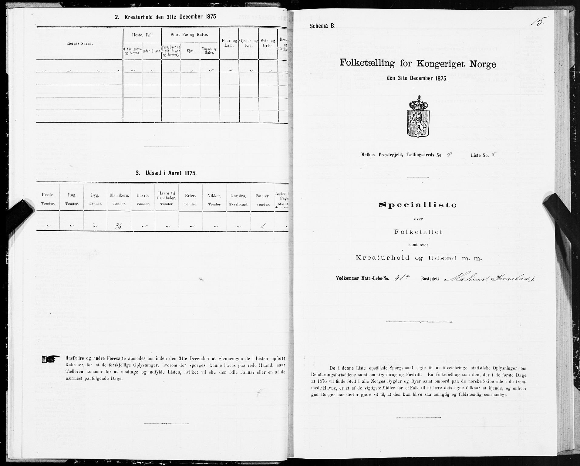 SAT, 1875 census for 1653P Melhus, 1875, p. 7015