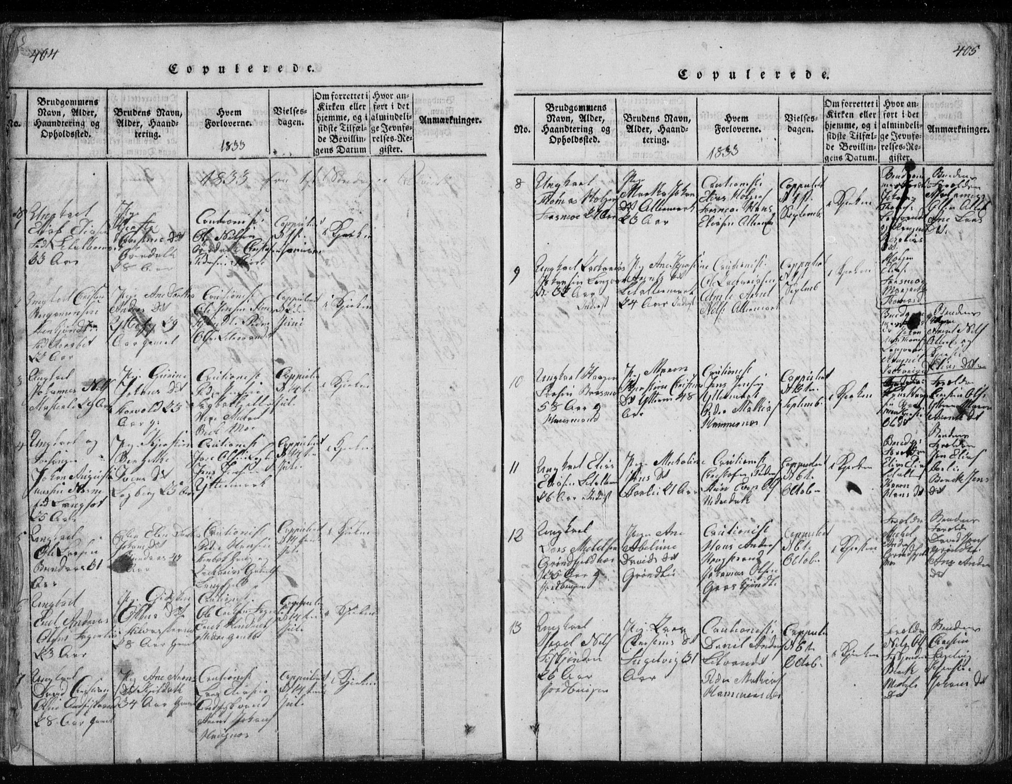 Ministerialprotokoller, klokkerbøker og fødselsregistre - Nordland, AV/SAT-A-1459/827/L0412: Parish register (copy) no. 827C01, 1820-1841, p. 404-405