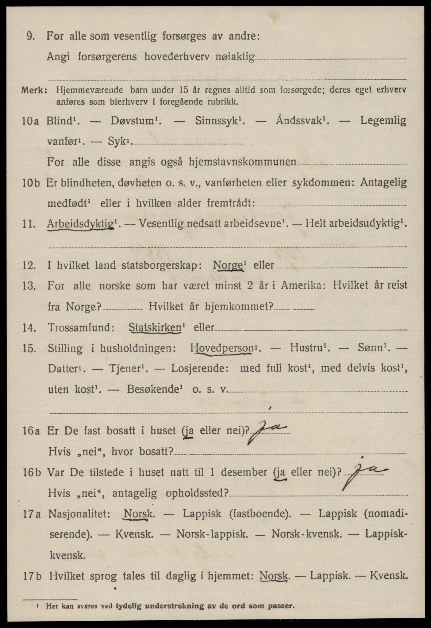 SAT, 1920 census for Agdenes, 1920, p. 2034