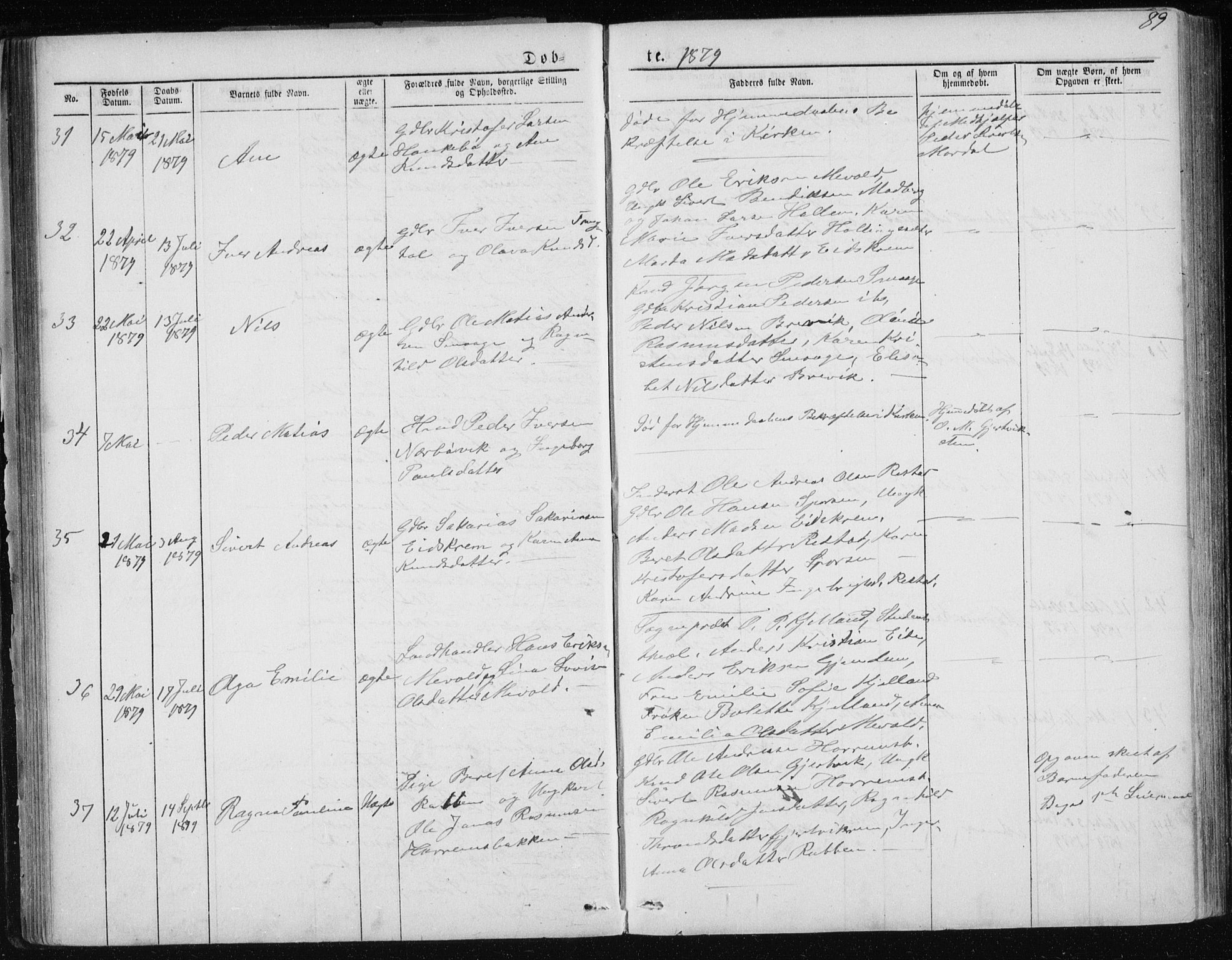 Ministerialprotokoller, klokkerbøker og fødselsregistre - Møre og Romsdal, AV/SAT-A-1454/560/L0724: Parish register (copy) no. 560C01, 1867-1892, p. 89