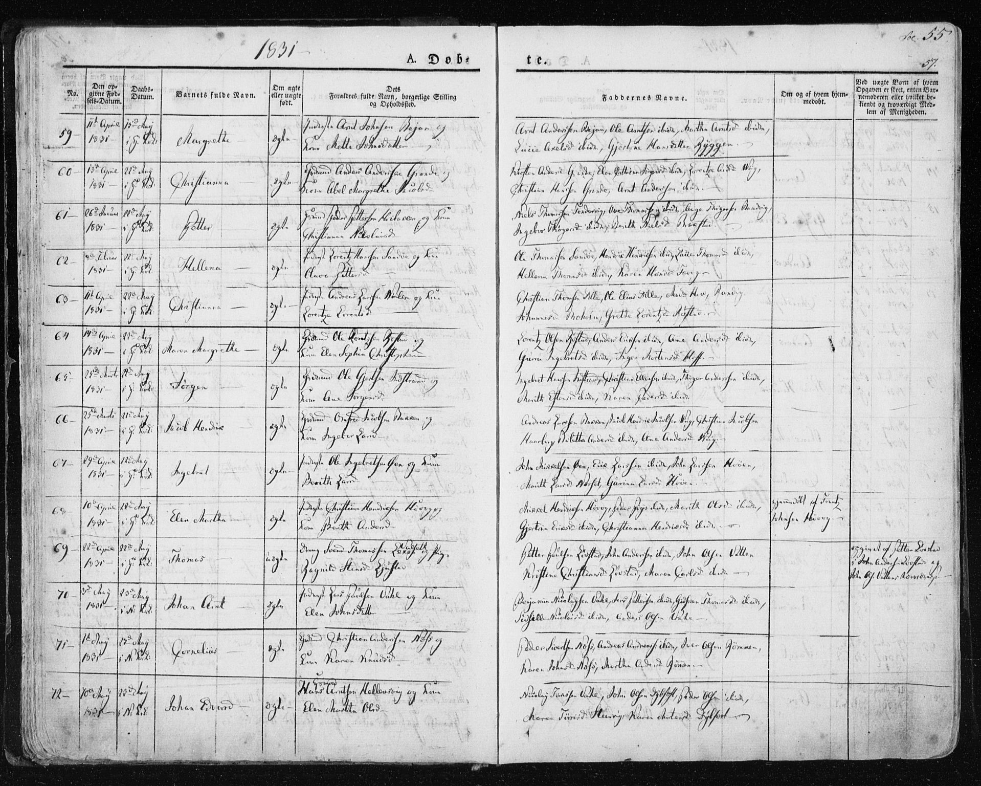 Ministerialprotokoller, klokkerbøker og fødselsregistre - Sør-Trøndelag, AV/SAT-A-1456/659/L0735: Parish register (official) no. 659A05, 1826-1841, p. 55