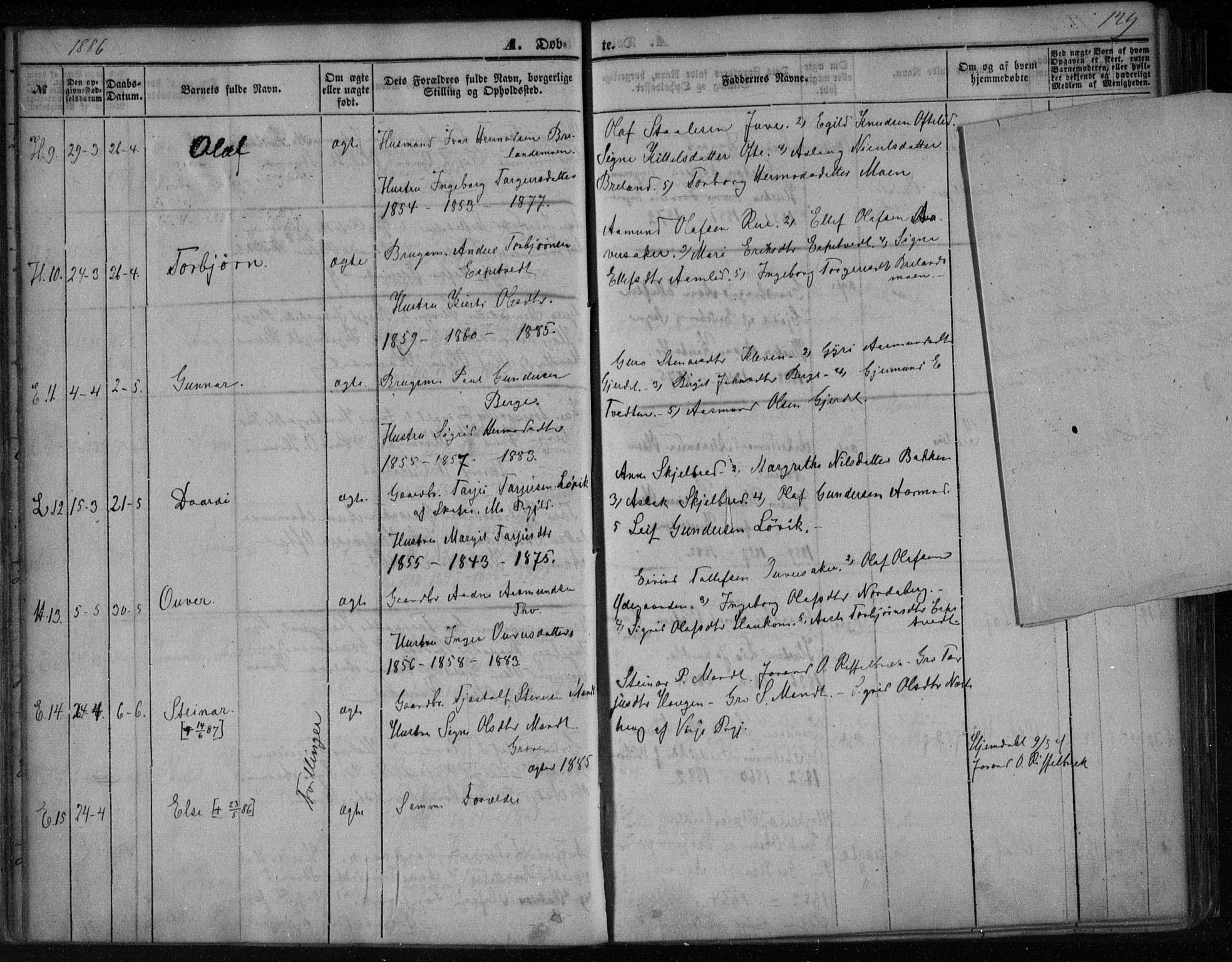 Lårdal kirkebøker, SAKO/A-284/F/Fa/L0006: Parish register (official) no. I 6, 1861-1886, p. 129
