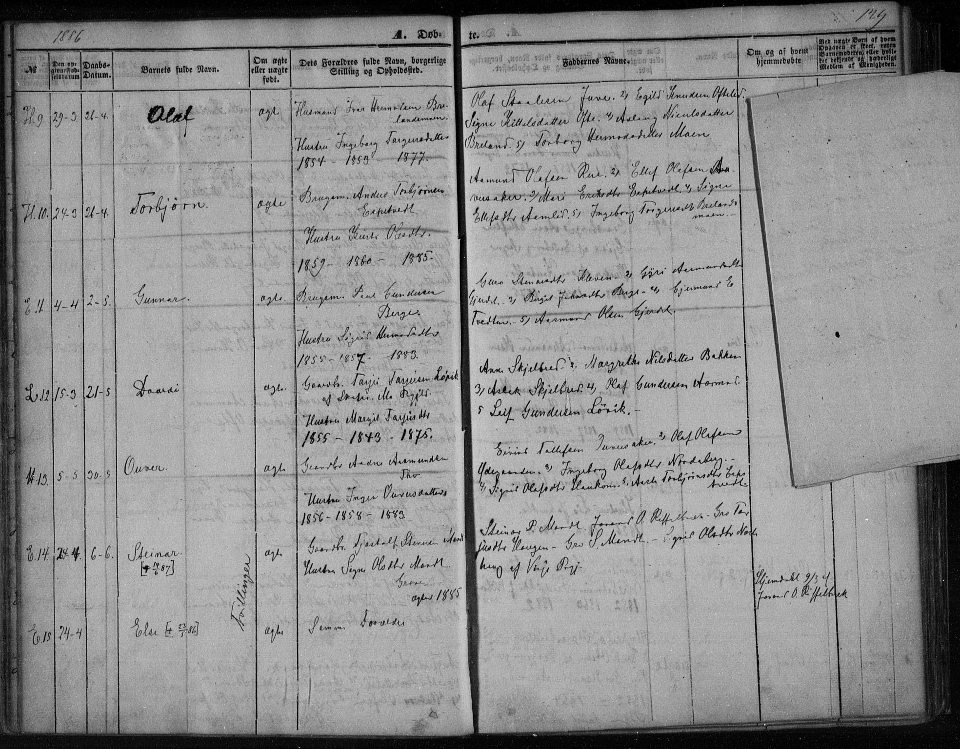 Lårdal kirkebøker, AV/SAKO-A-284/F/Fa/L0006: Parish register (official) no. I 6, 1861-1886, p. 129