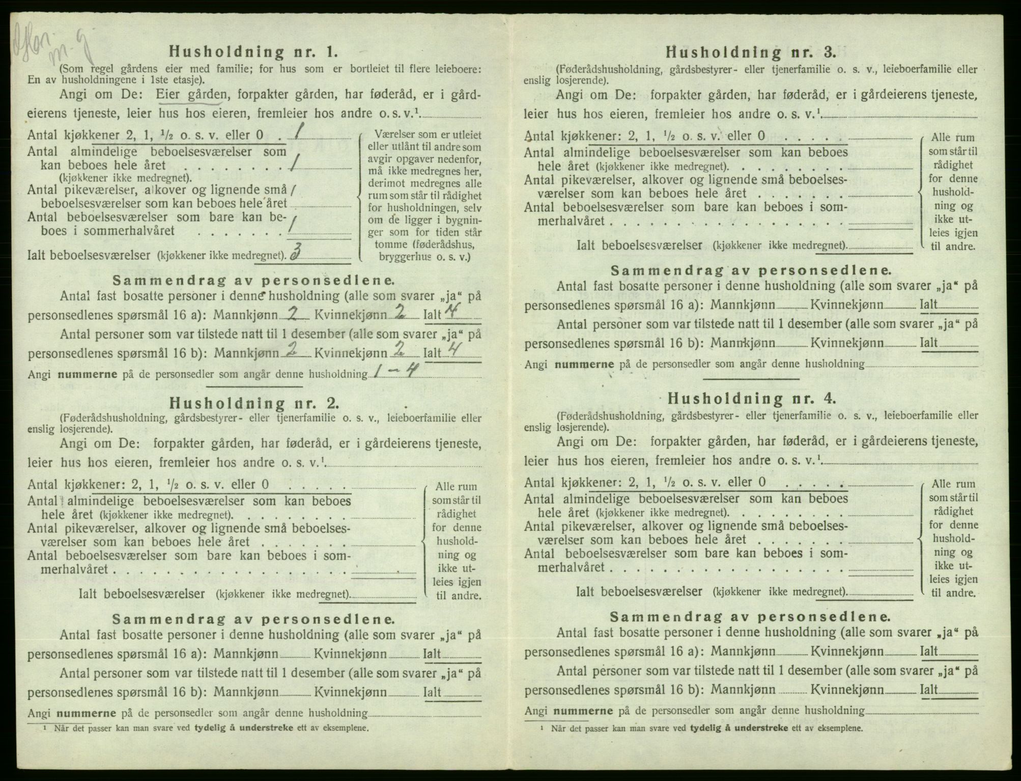 SAB, 1920 census for Ølen, 1920, p. 442