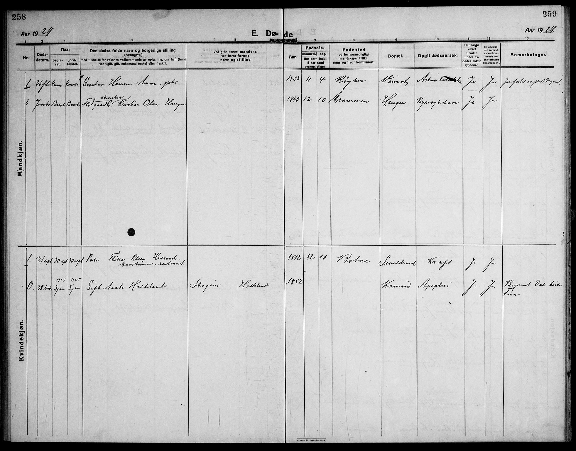 Skoger kirkebøker, SAKO/A-59/F/Fb/L0002: Parish register (official) no. II 2, 1914-1941, p. 258-259
