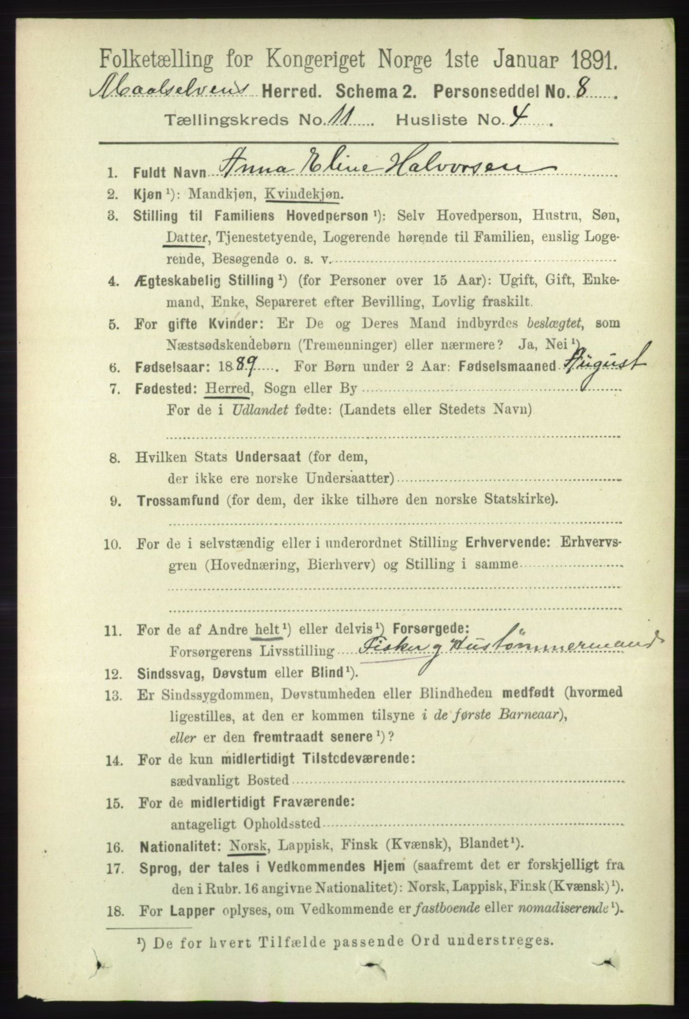 RA, 1891 census for 1924 Målselv, 1891, p. 3301