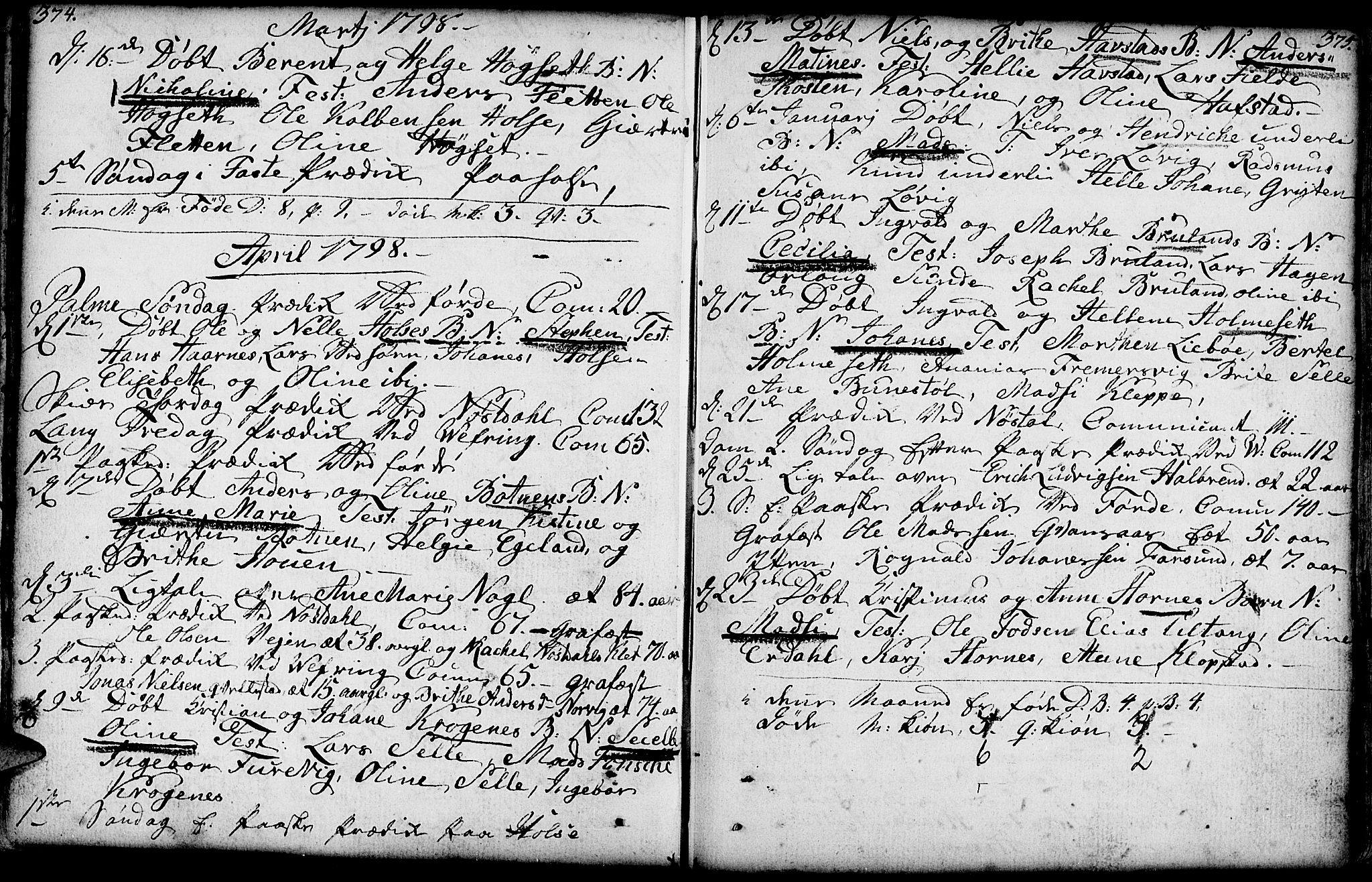 Førde sokneprestembete, AV/SAB-A-79901/H/Haa/Haaa/L0004: Parish register (official) no. A 4, 1781-1803, p. 374-375