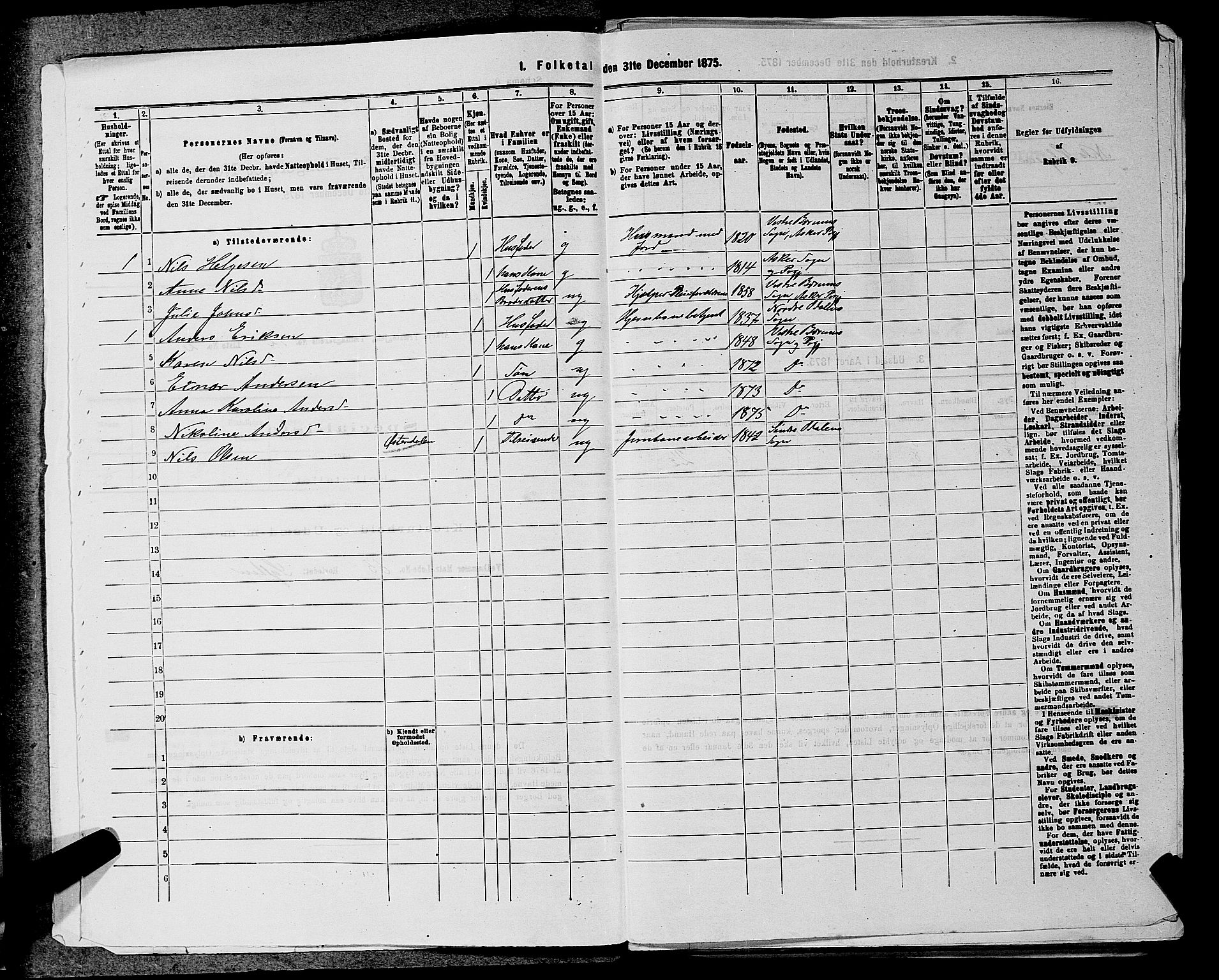 RA, 1875 census for 0220P Asker, 1875, p. 2035