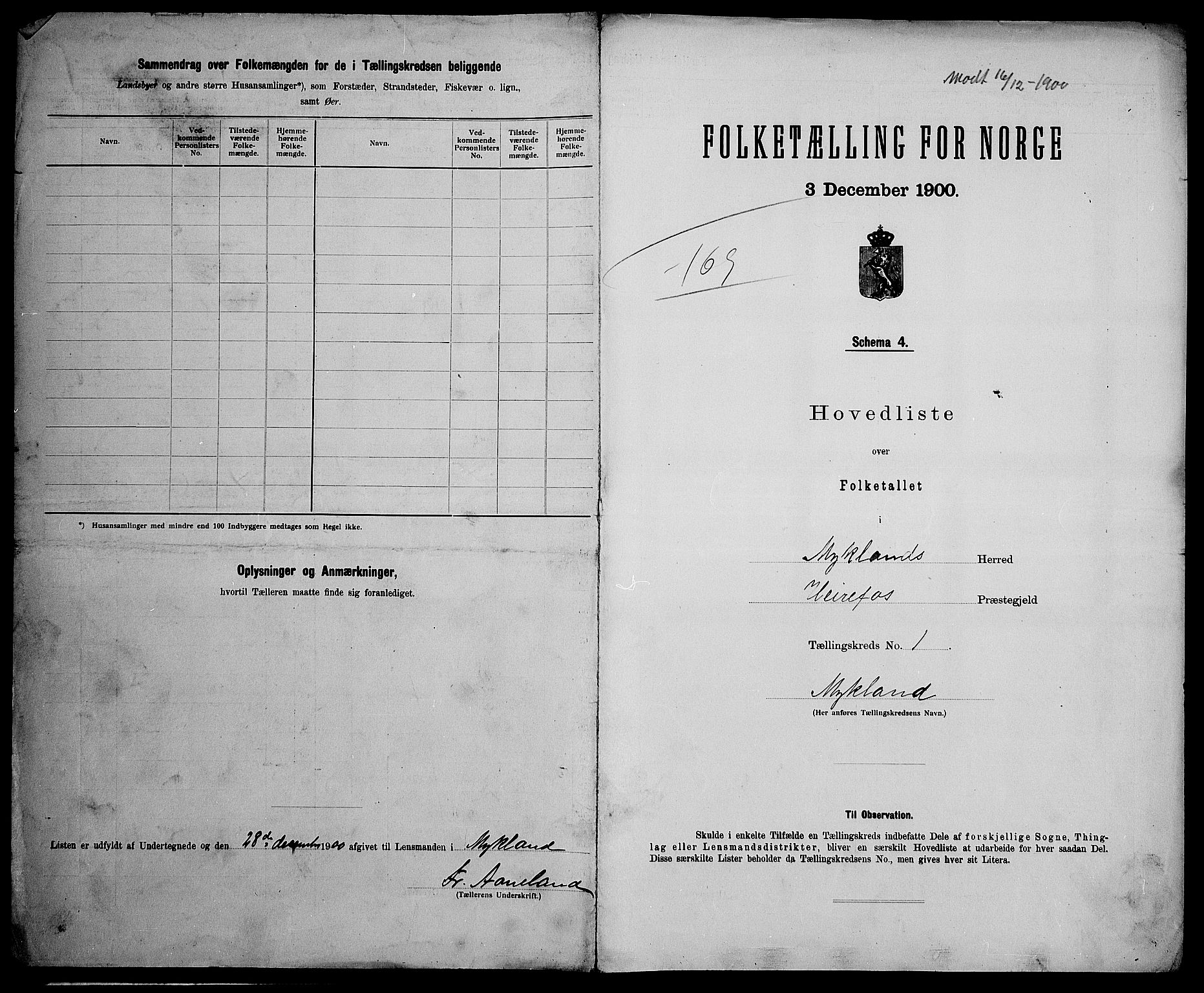 SAK, 1900 census for Mykland, 1900, p. 10